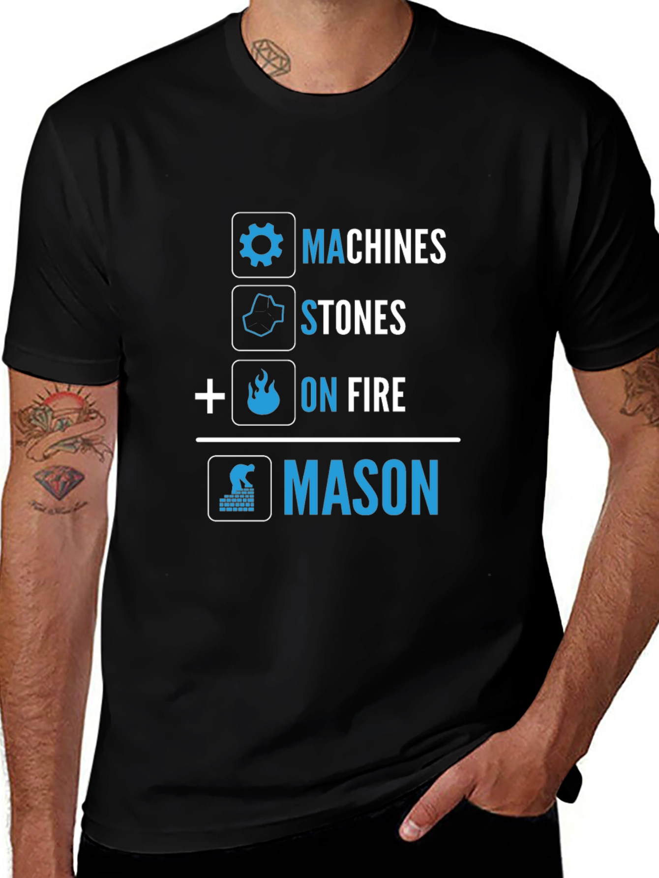 Machines Stones On Fire Mason Graphic Tee - Black