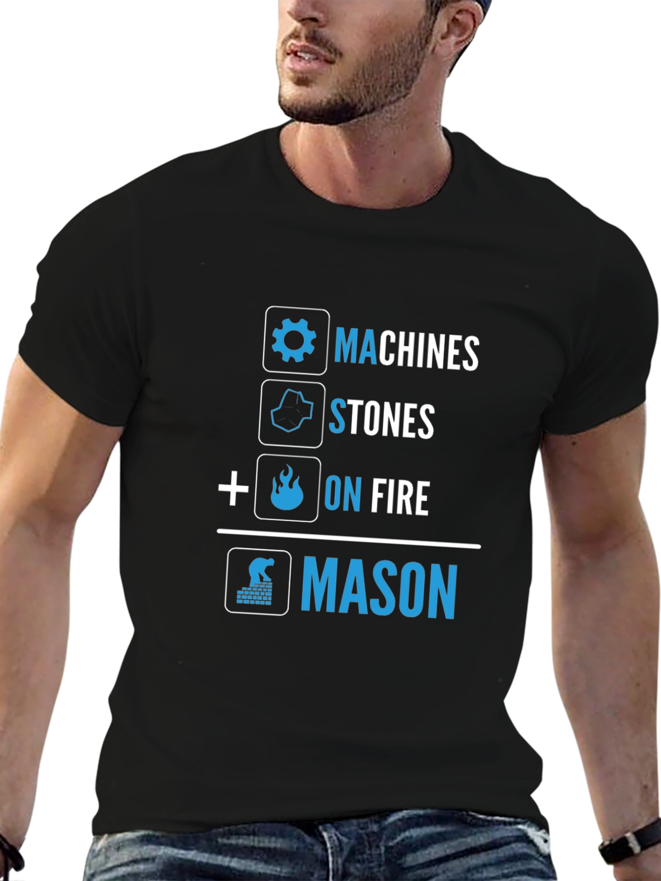 Machines Stones On Fire Mason Graphic Tee - Black