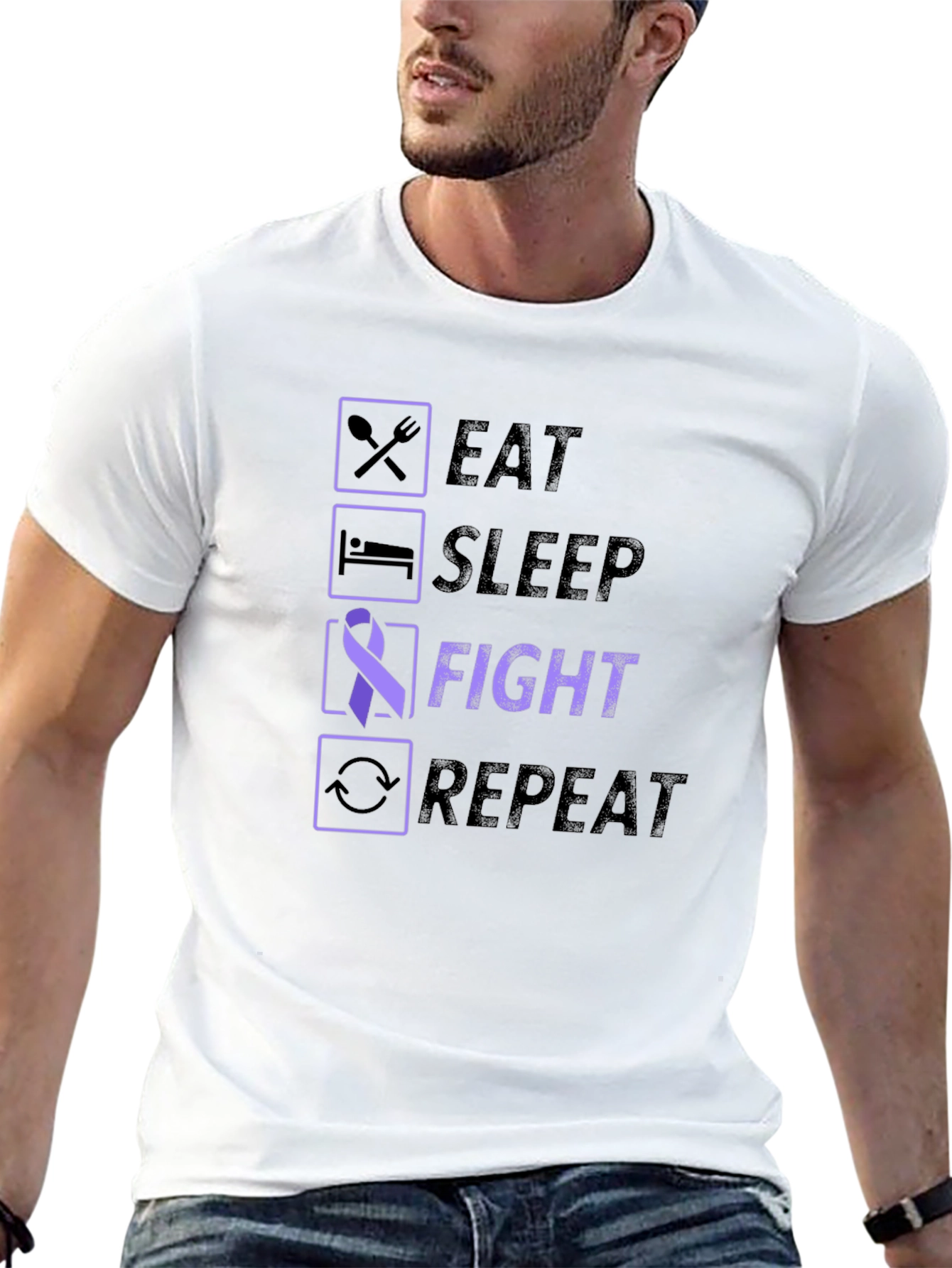 Eat Sleep Fight Repeat Awareness T-Shirt