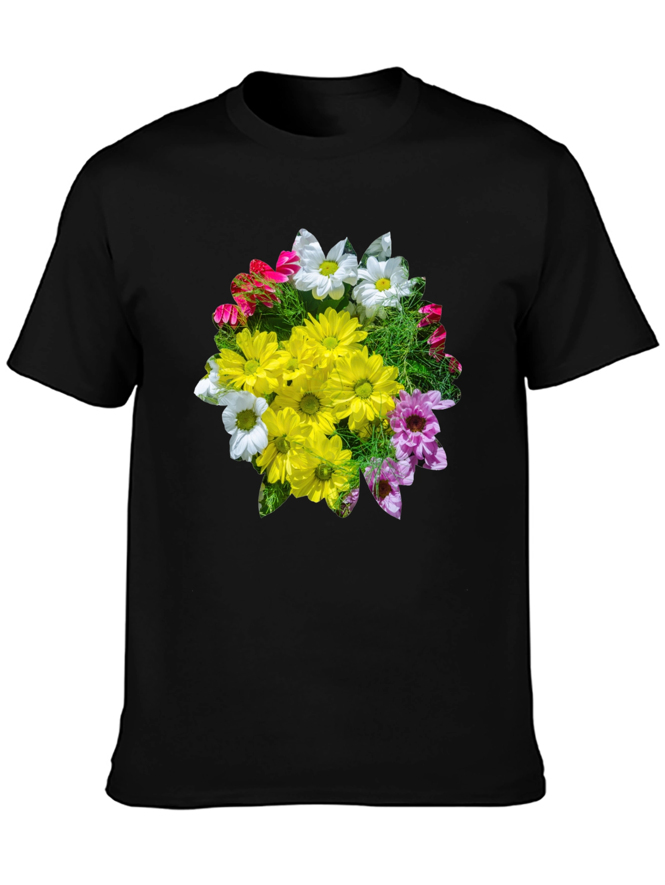 Floral Graphic T-Shirt - Black Casual Tee