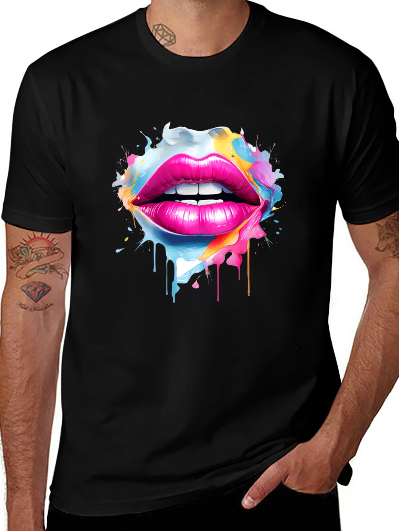 Vibrant Lips Graphic Tee - Unique Artistic Design