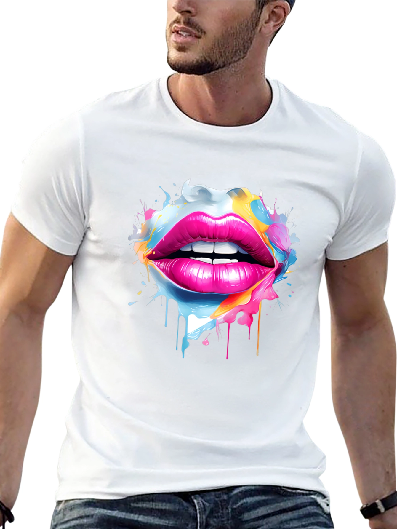 Vibrant Lips Graphic Tee - Unique Artistic Design