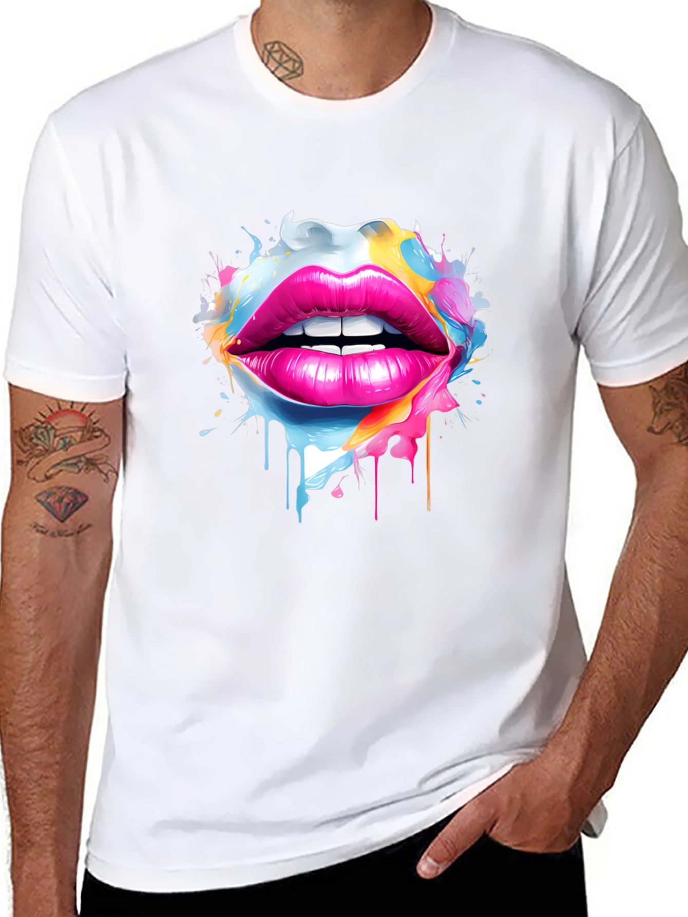 Vibrant Lips Graphic Tee - Unique Artistic Design