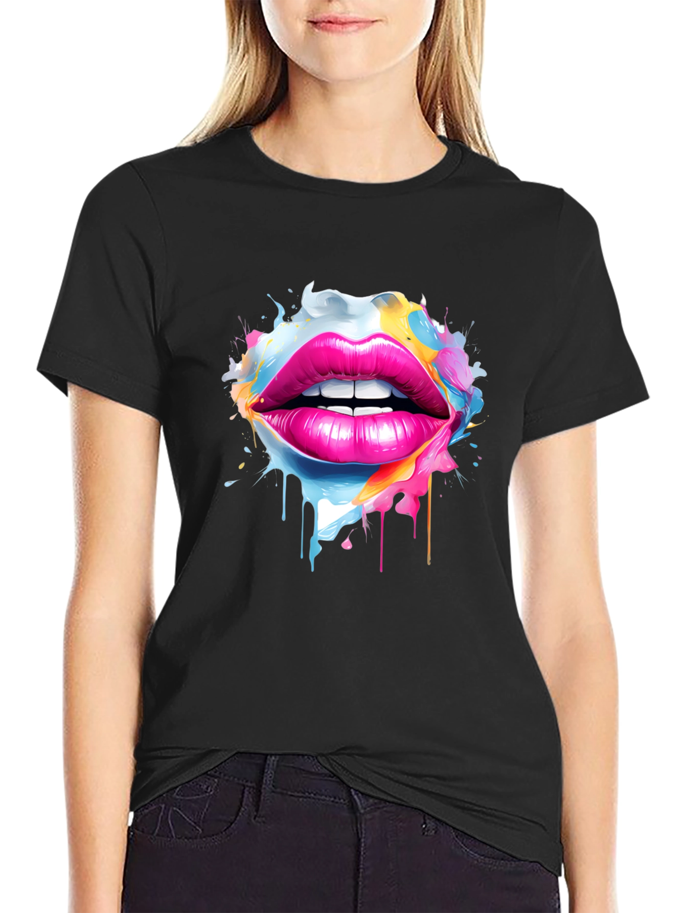 Vibrant Lips Graphic Tee - Unique Artistic Design