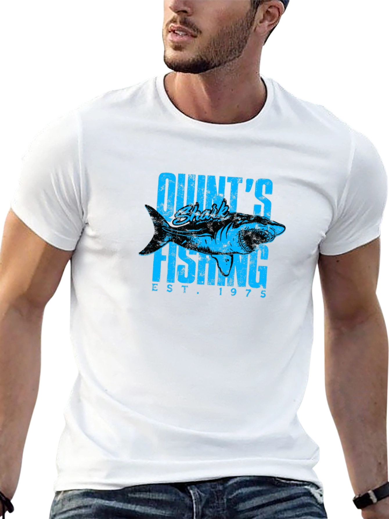 Quints Shark Fishing Est. 1975 Black T-Shirt