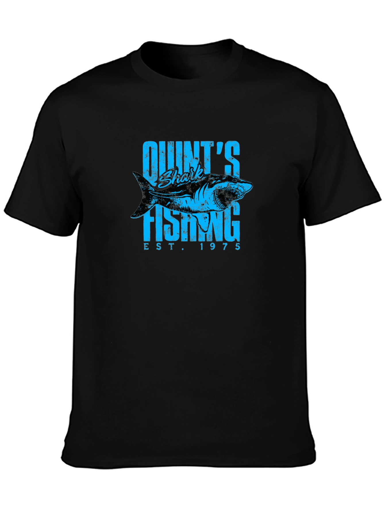Quints Shark Fishing Est. 1975 Black T-Shirt