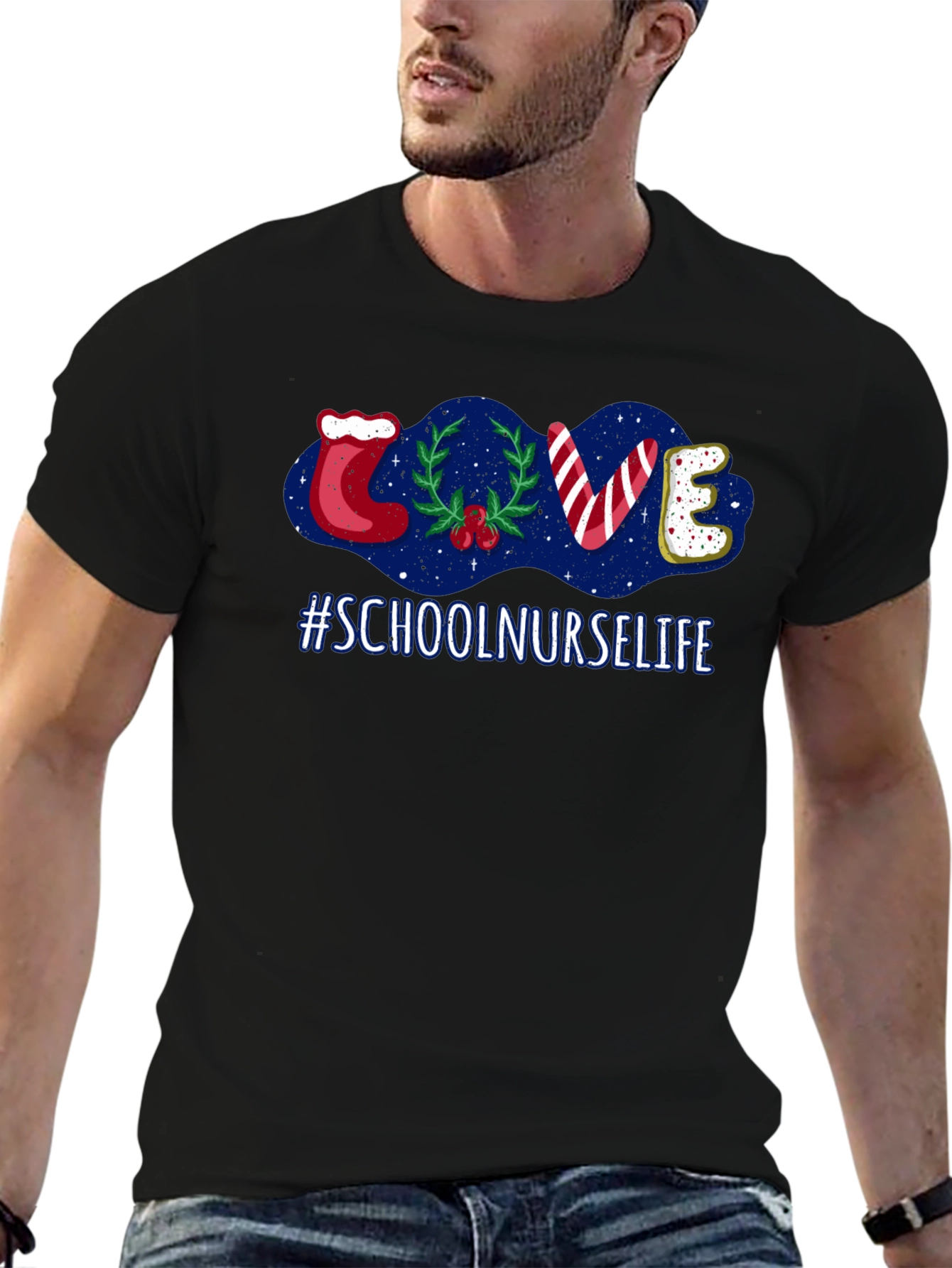 School Nurse Life Christmas LOVE Holiday T-Shirt