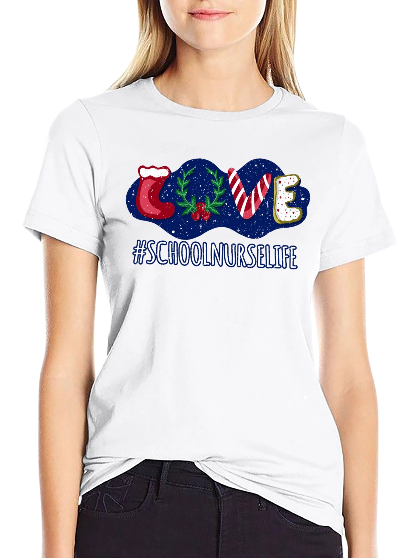 School Nurse Life Christmas LOVE Holiday T-Shirt