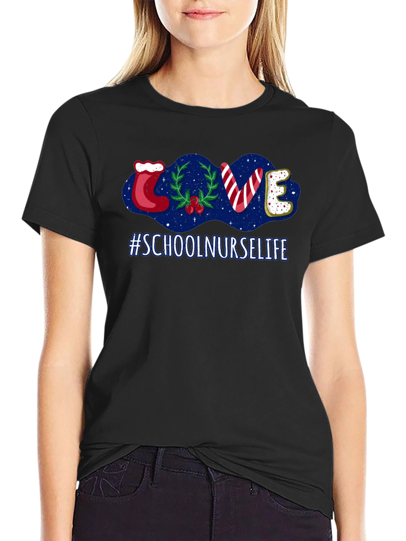 School Nurse Life Christmas LOVE Holiday T-Shirt
