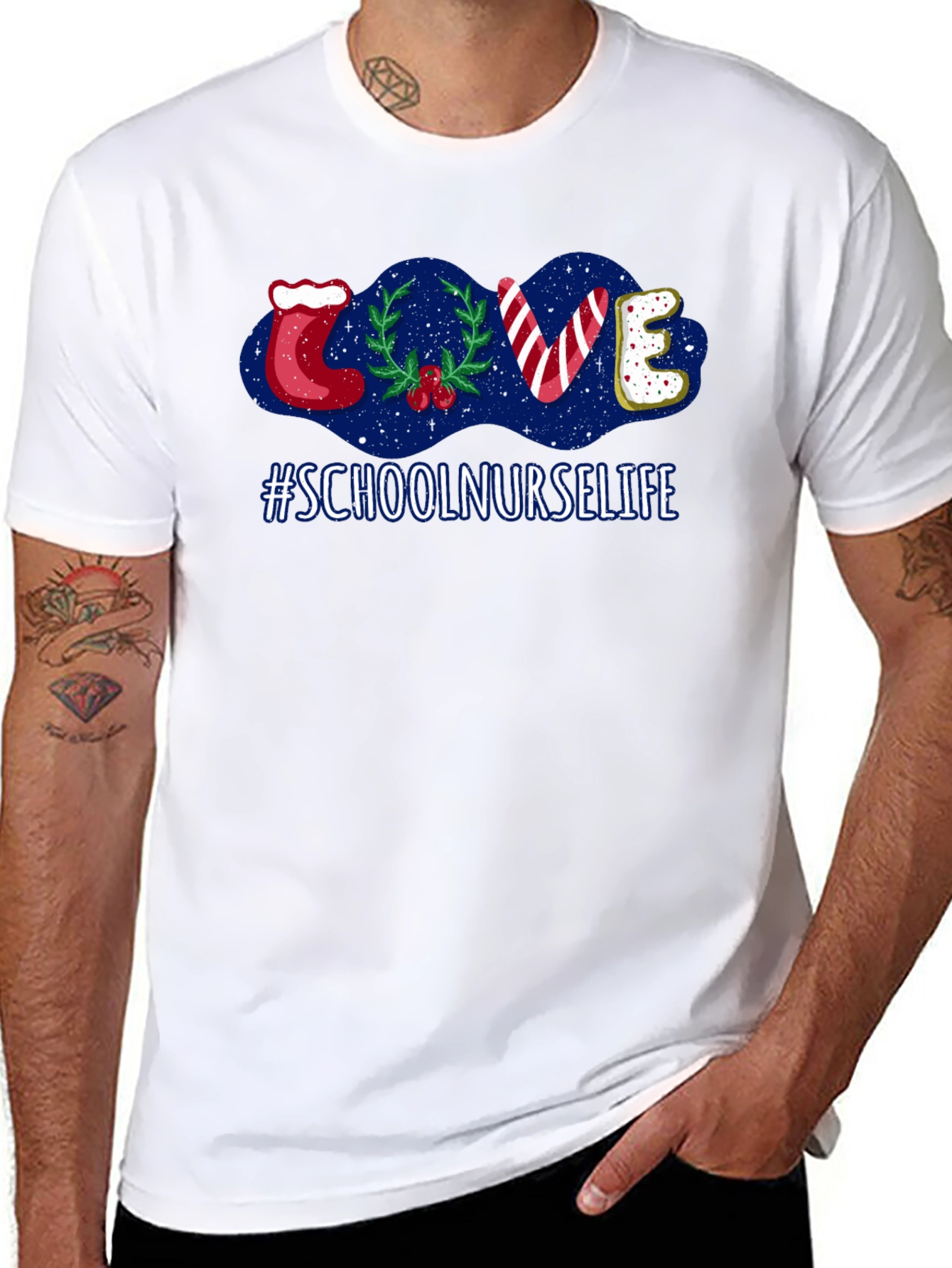School Nurse Life Christmas LOVE Holiday T-Shirt