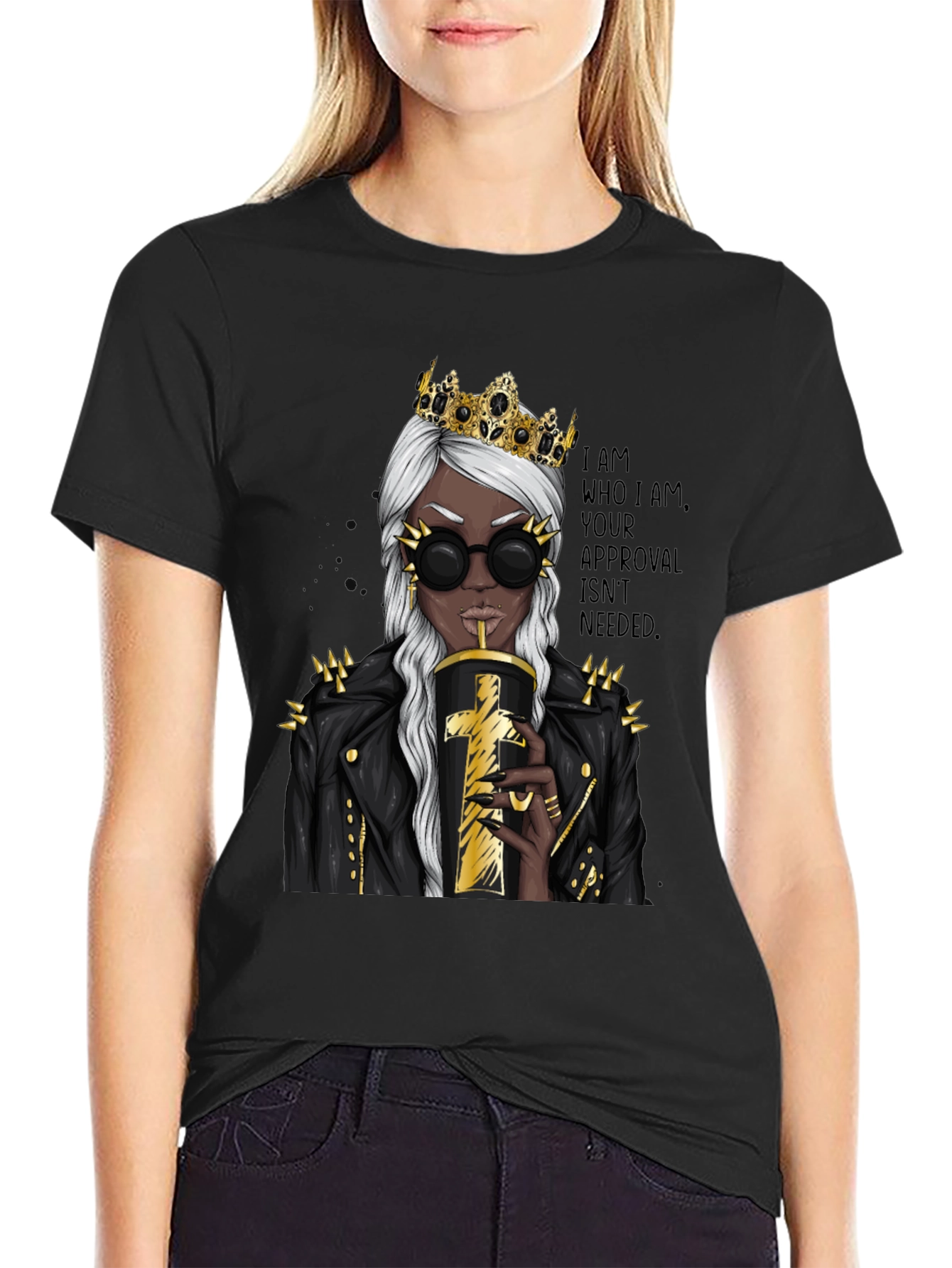 Queen Attitude Graphic T-Shirt - Black