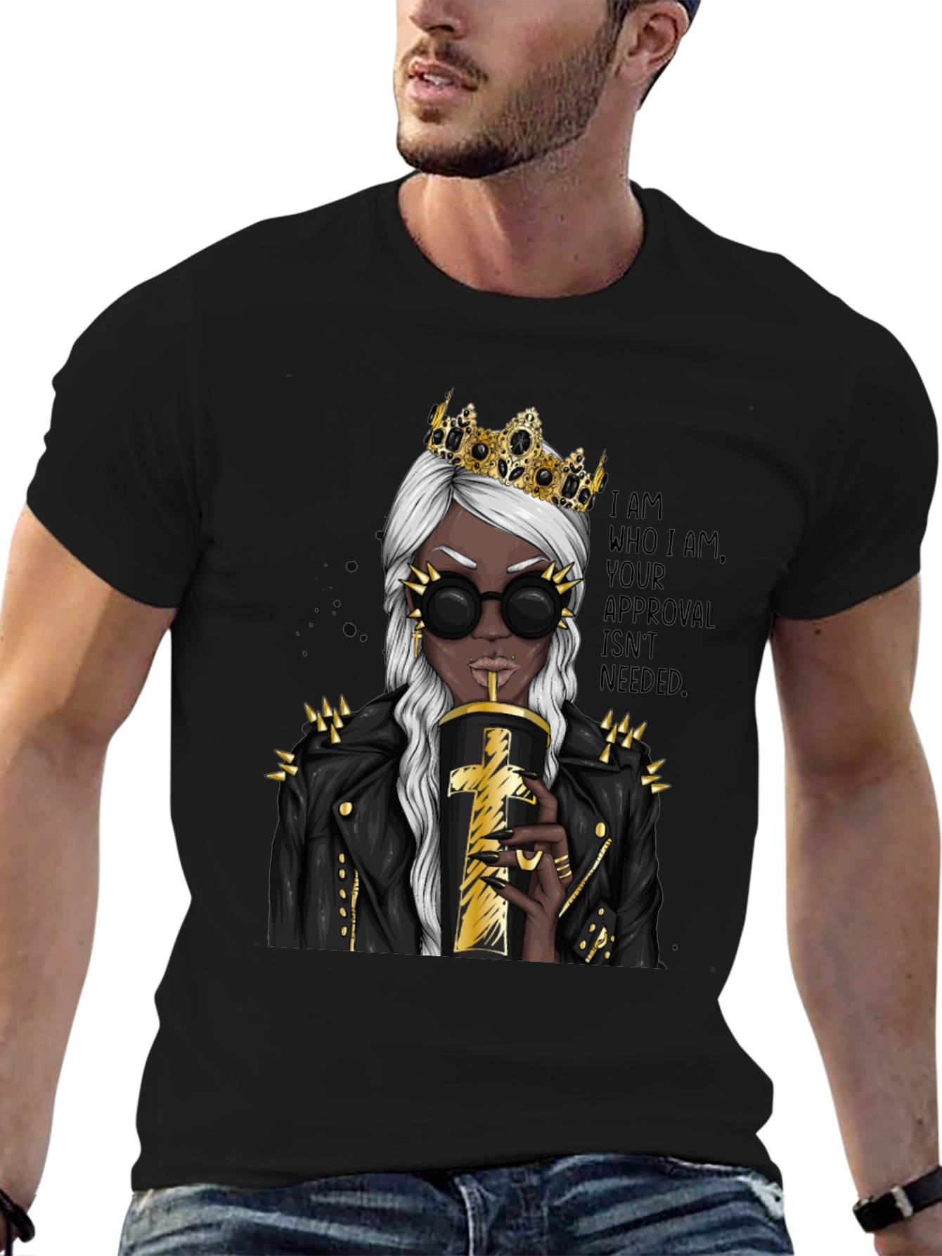 Queen Attitude Graphic T-Shirt - Black