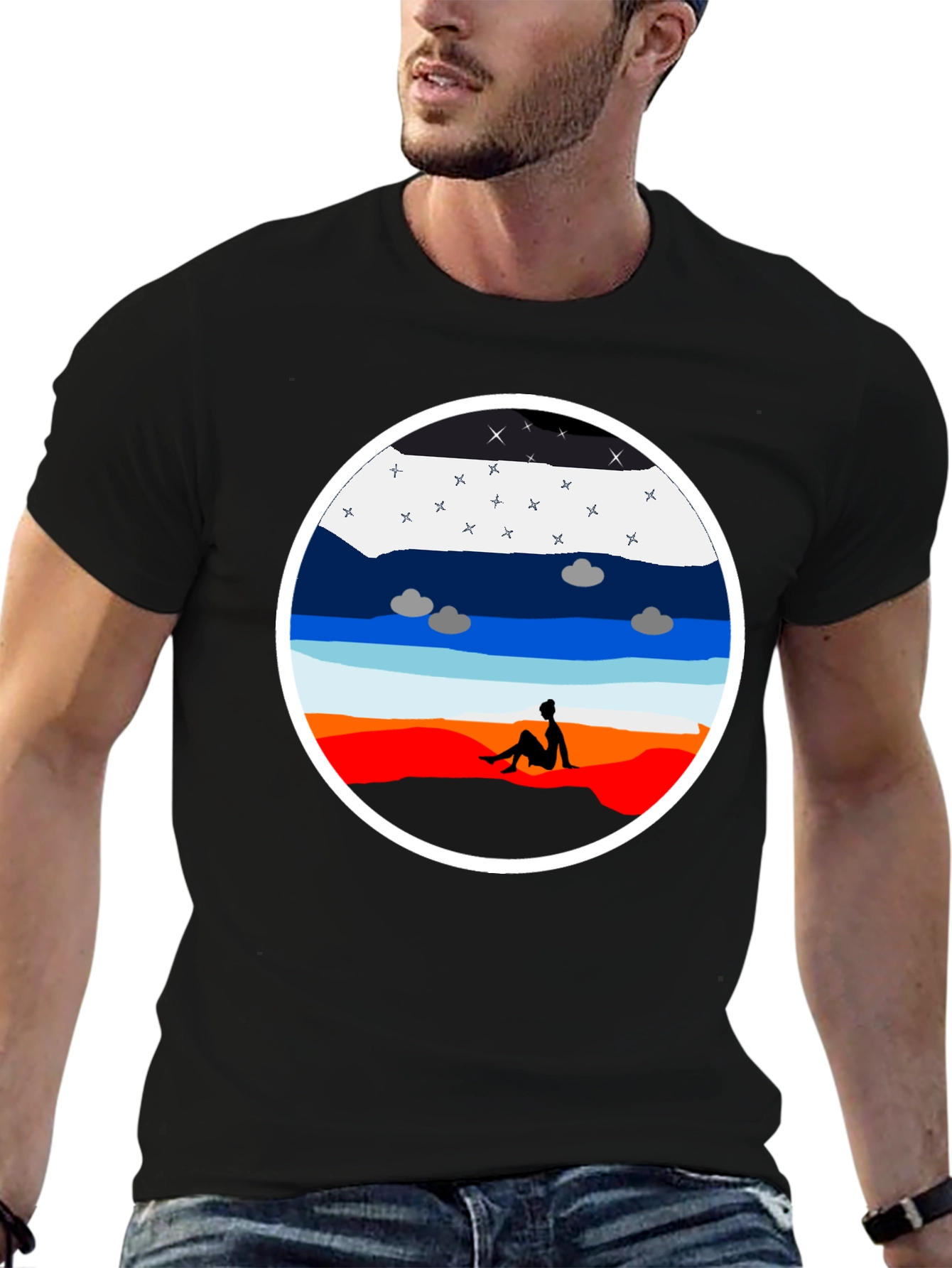 Sunset Silhouette Graphic Tee - Unisex Black T-Shirt
