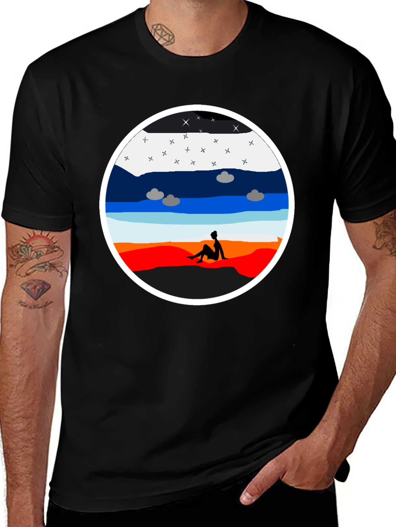Sunset Silhouette Graphic Tee - Unisex Black T-Shirt