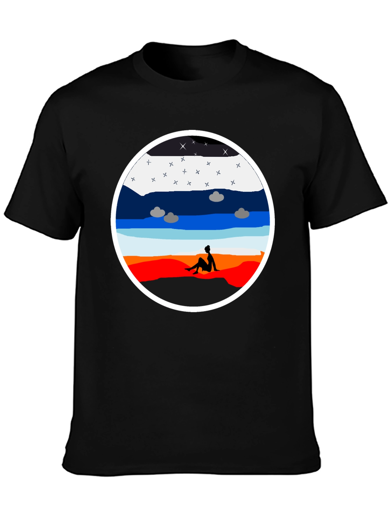 Sunset Silhouette Graphic Tee - Unisex Black T-Shirt