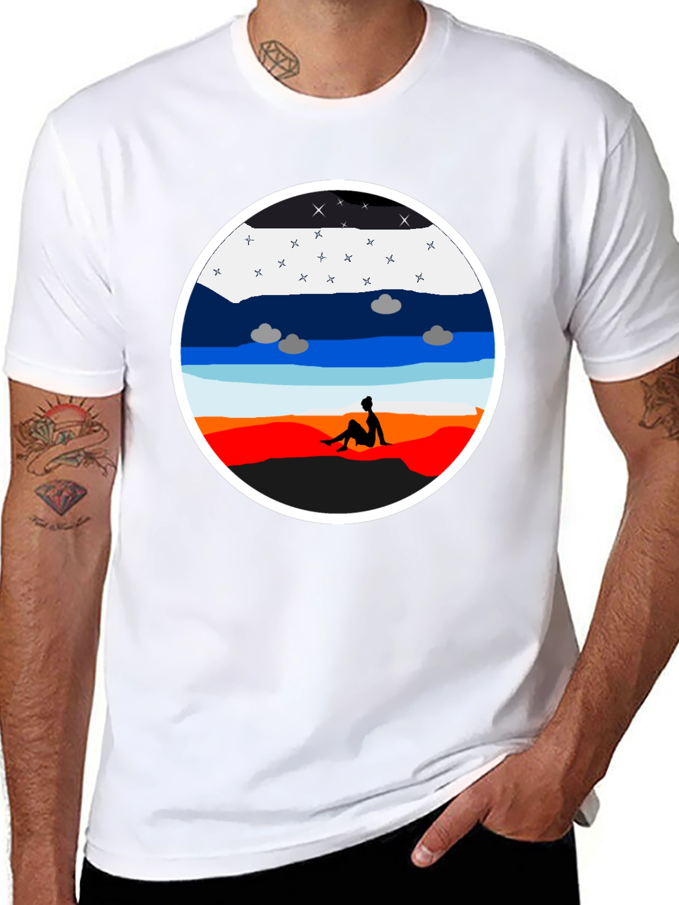 Sunset Silhouette Graphic Tee - Unisex Black T-Shirt