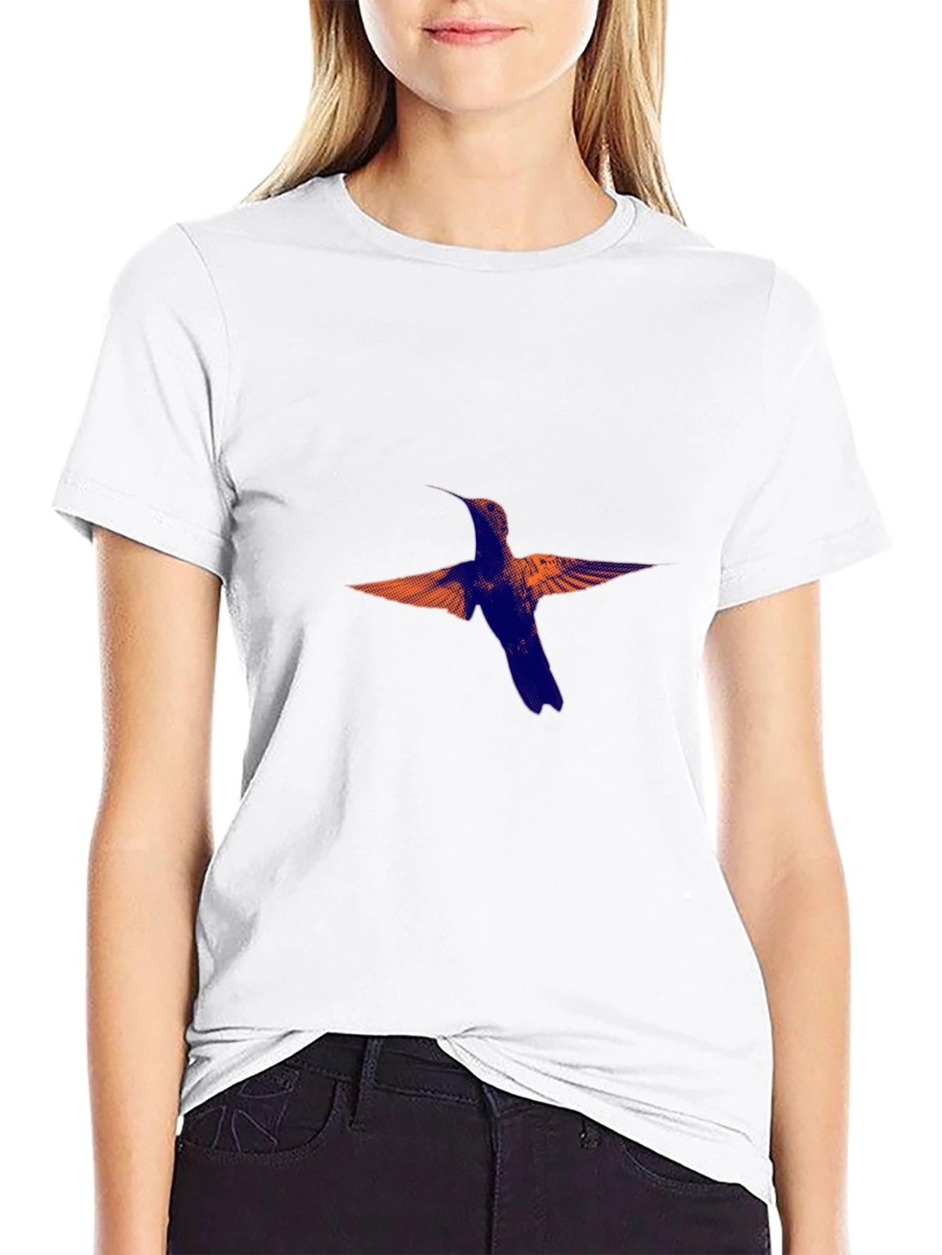 Hummingbird Print Black T-Shirt