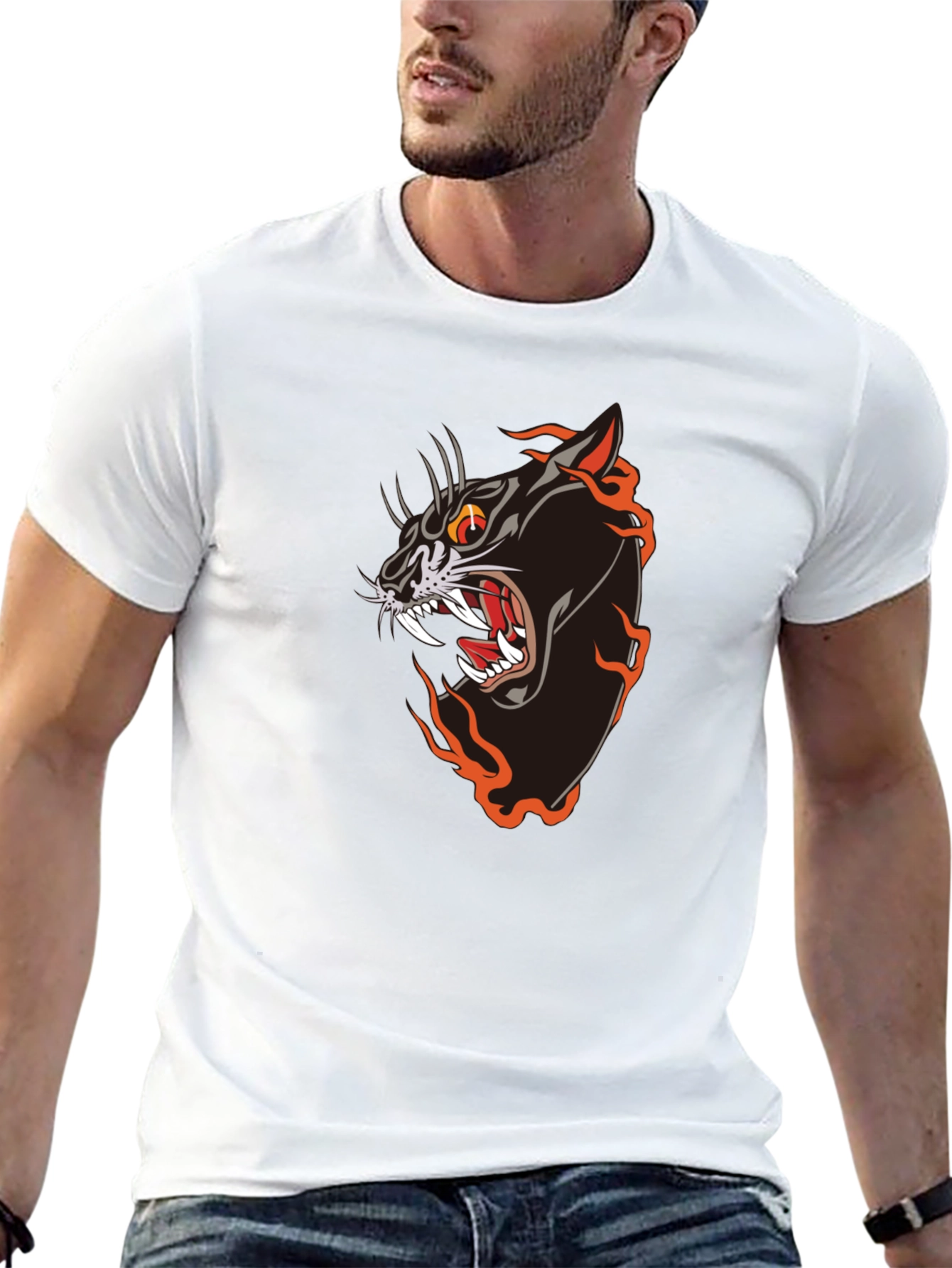 Black Panther Flames Graphic Tee