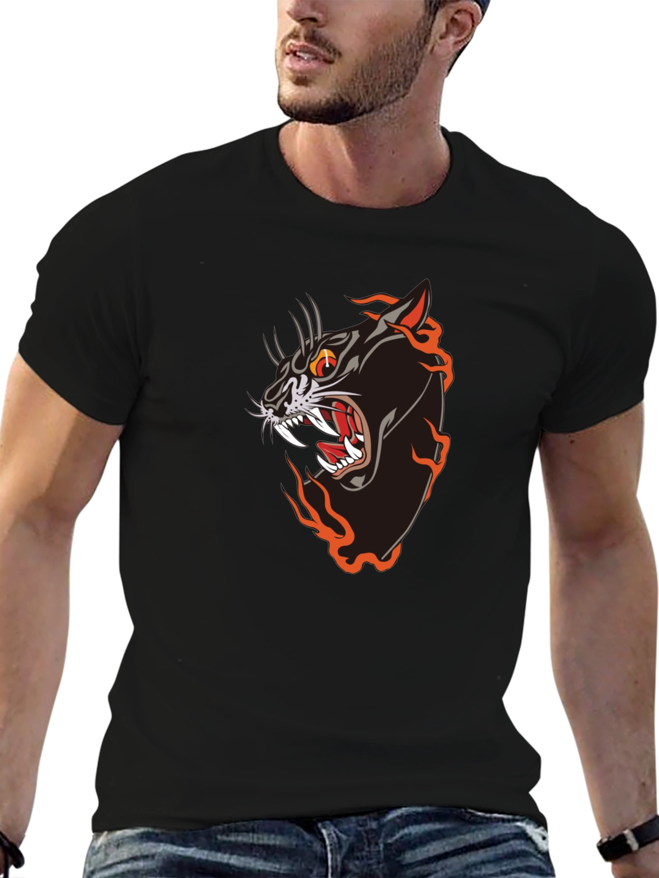 Black Panther Flames Graphic Tee