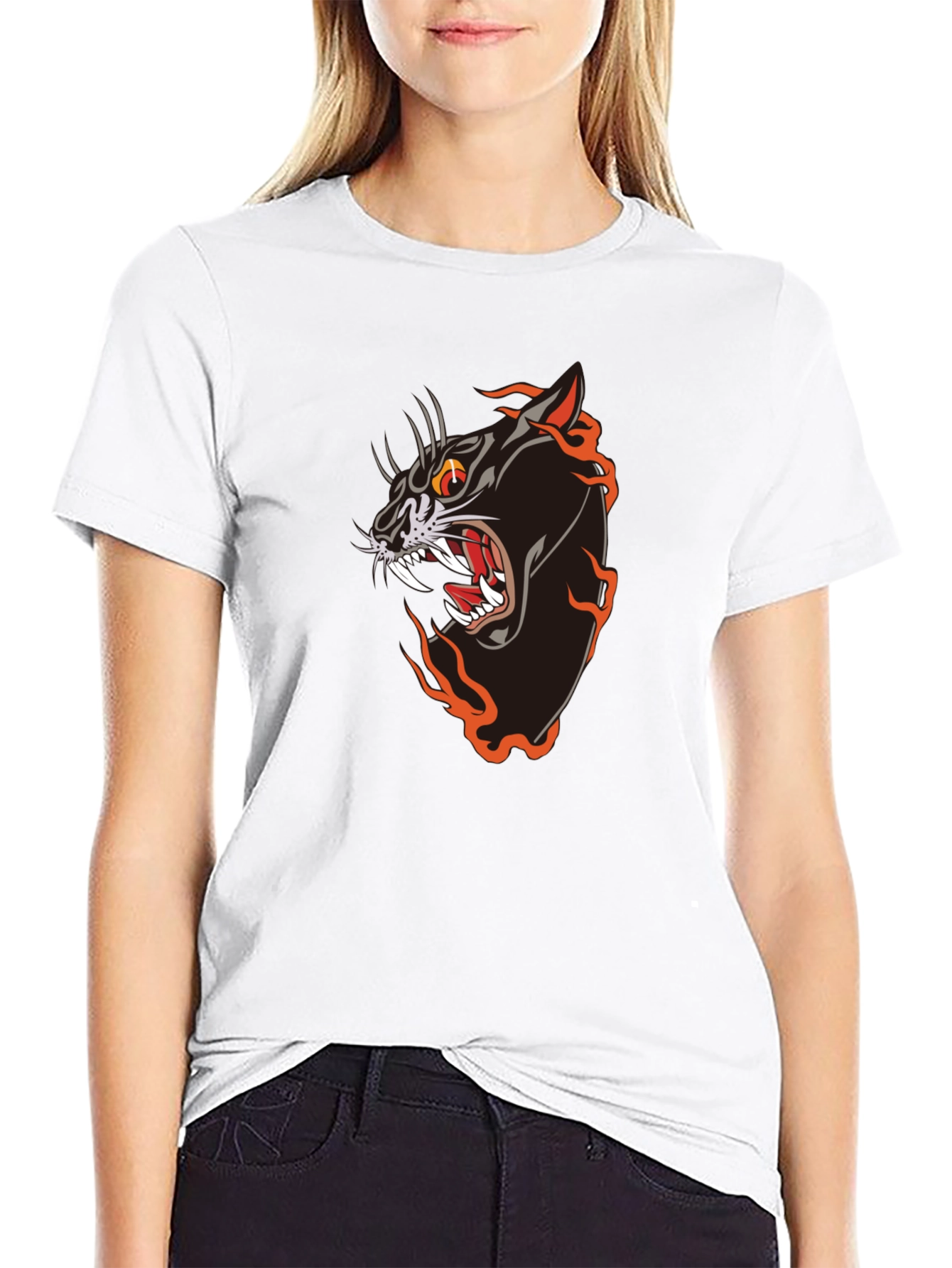Black Panther Flames Graphic Tee