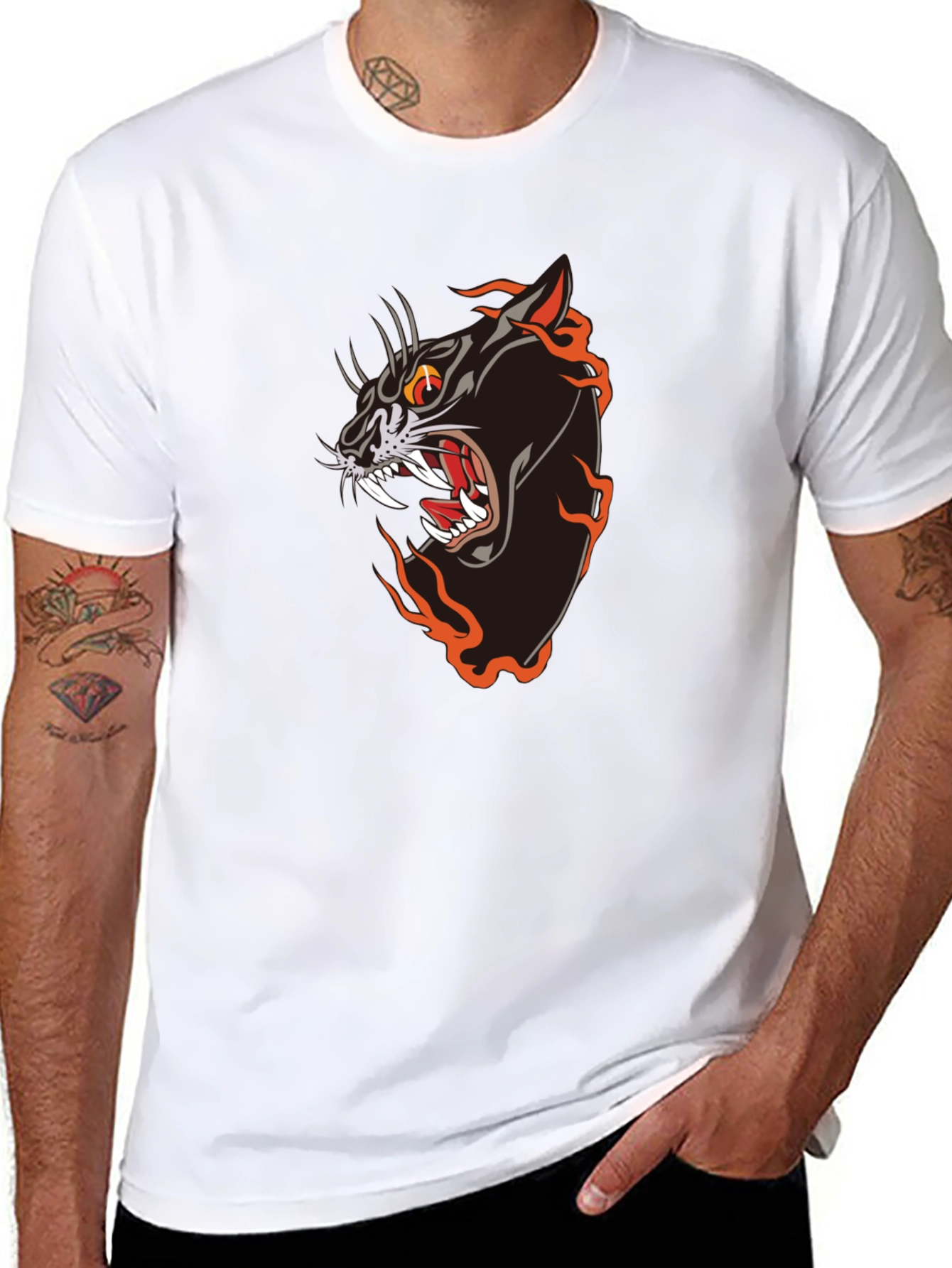 Black Panther Flames Graphic Tee
