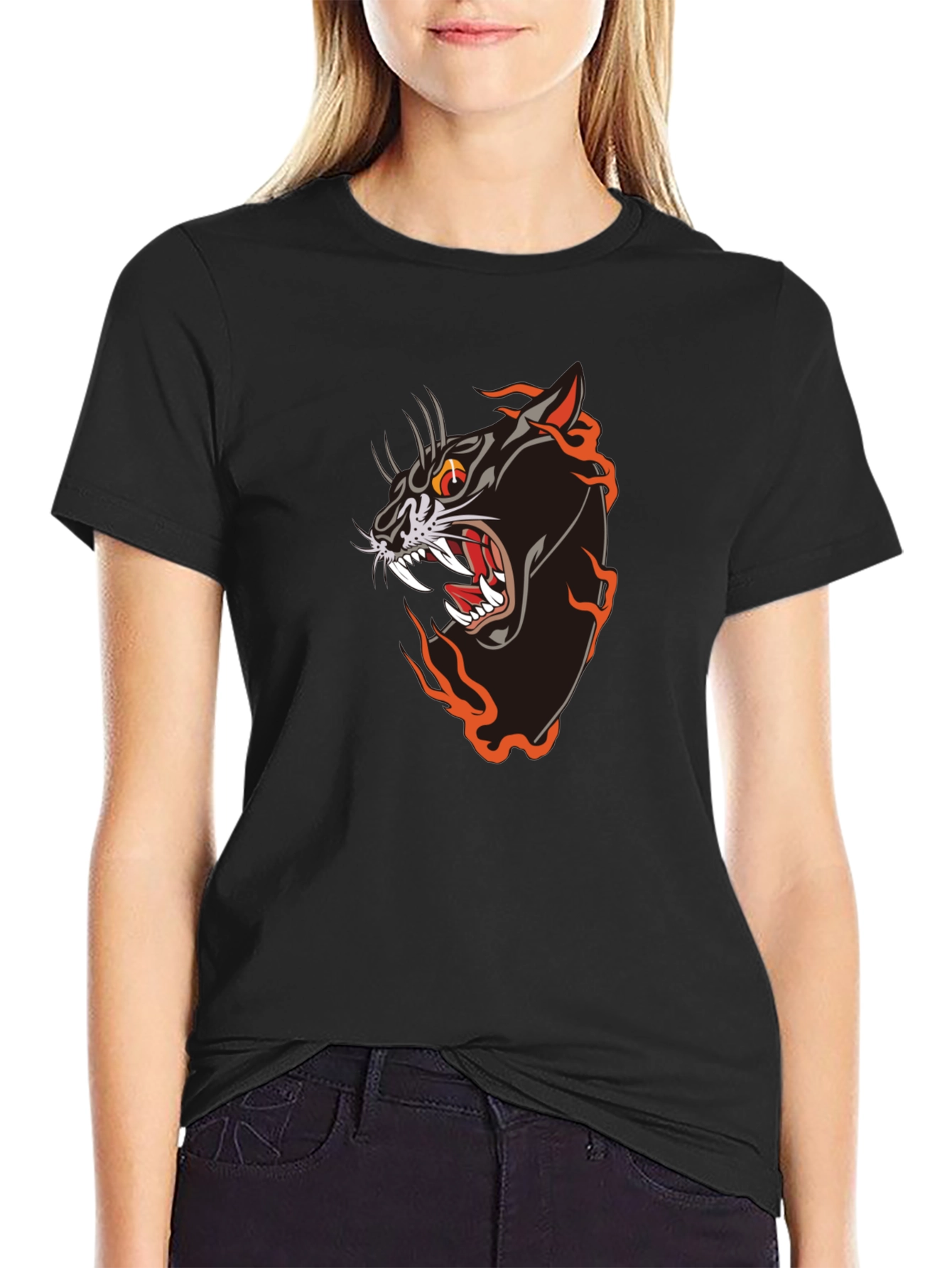 Black Panther Flames Graphic Tee