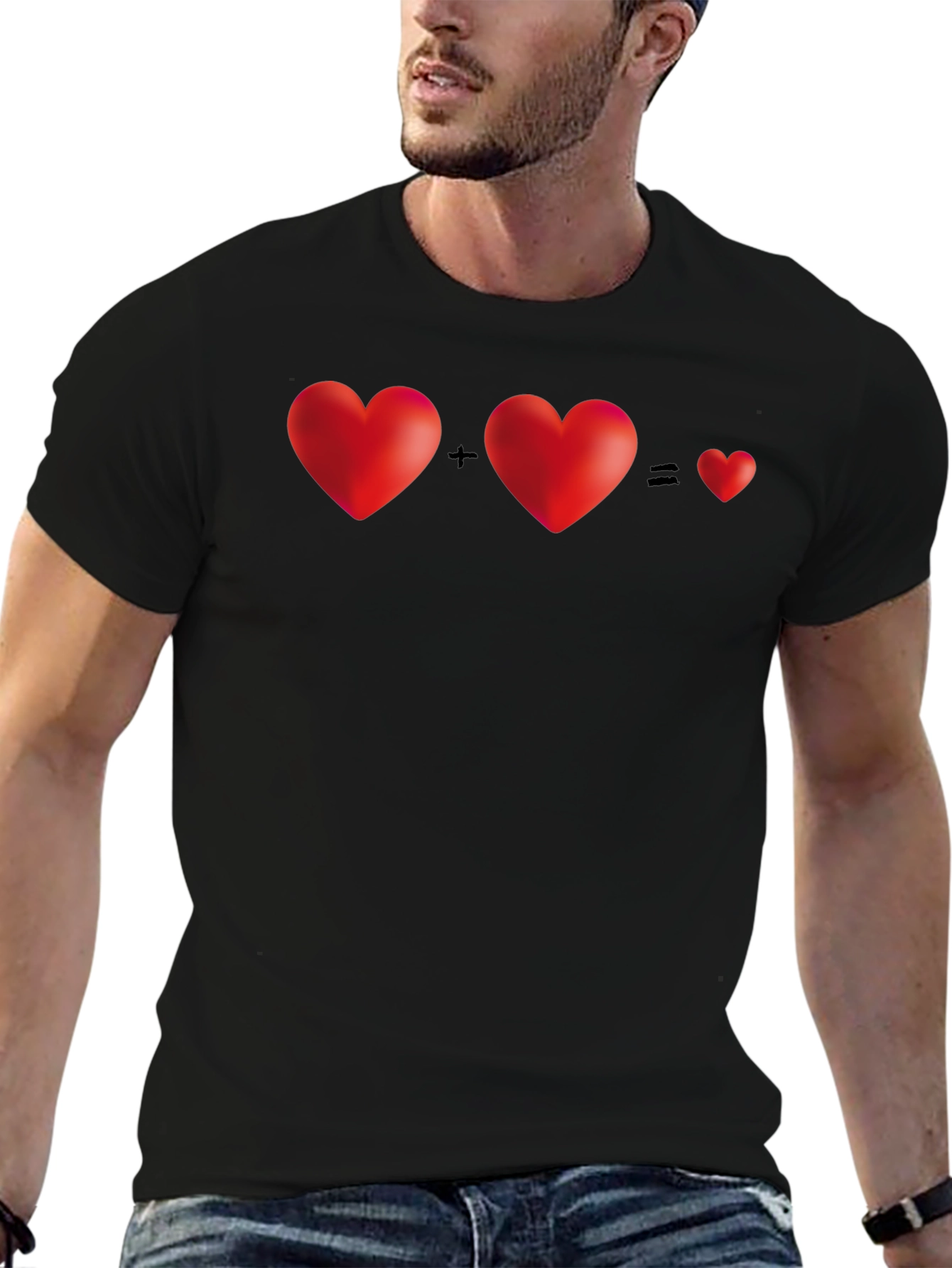 Two Hearts Equal One T-Shirt - Black