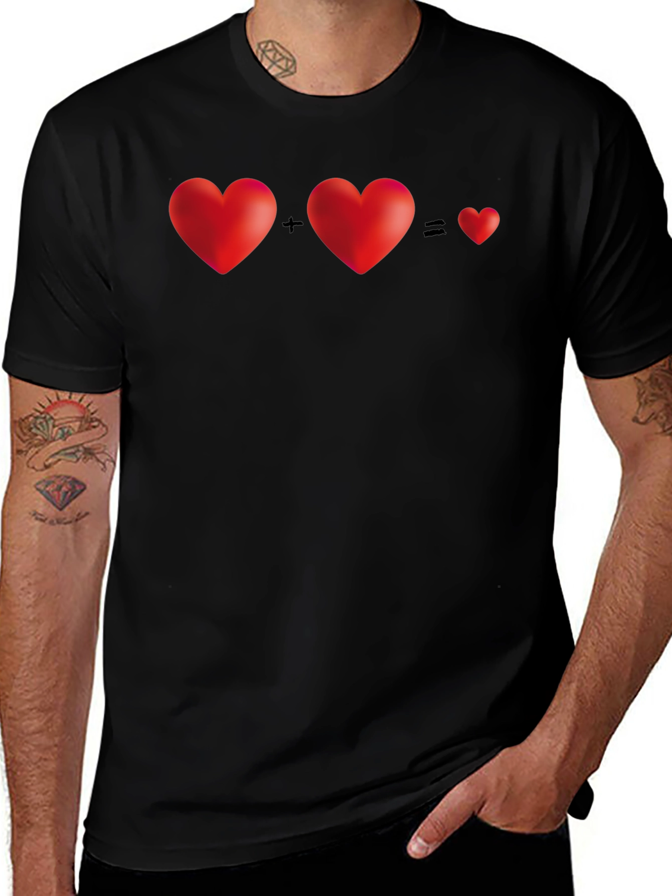 Two Hearts Equal One T-Shirt - Black