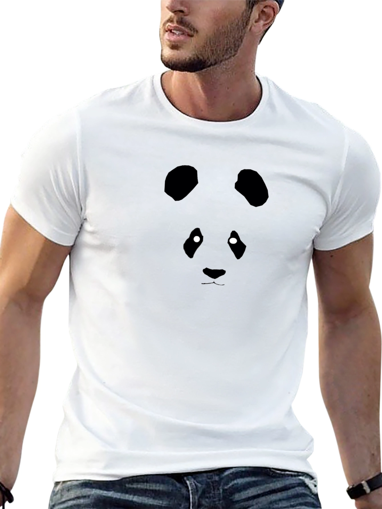 Panda Face Graphic Black T-Shirt