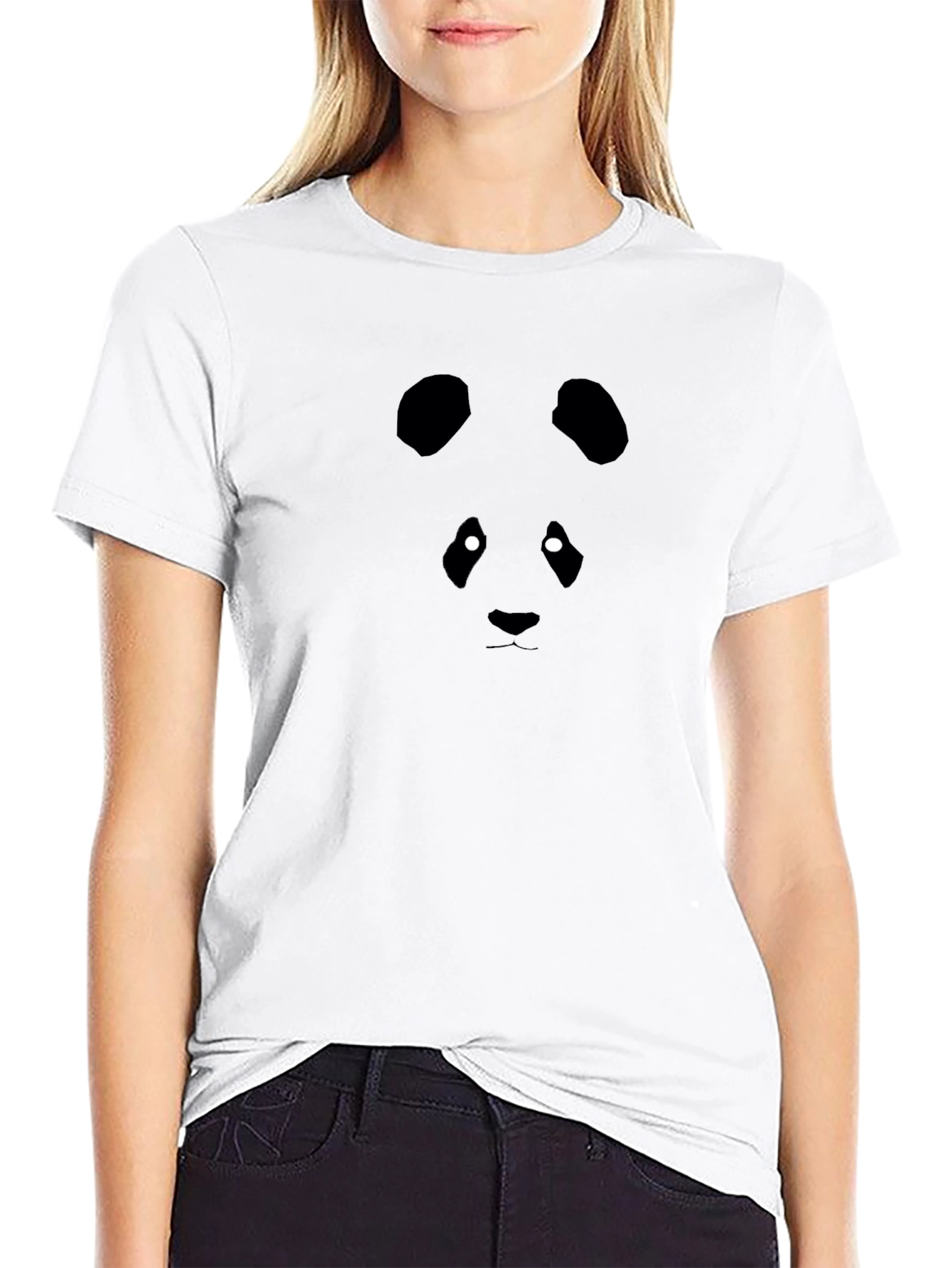 Panda Face Graphic Black T-Shirt