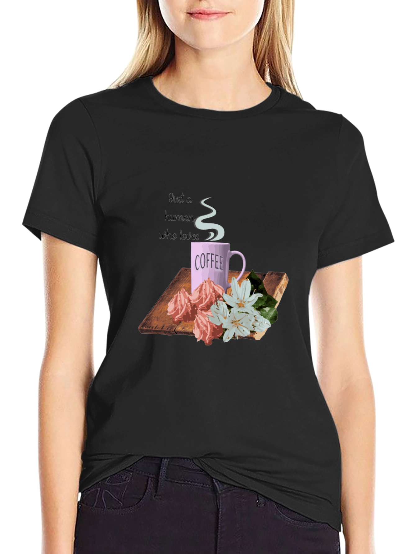 Coffee Lover T-Shirt - Floral Design