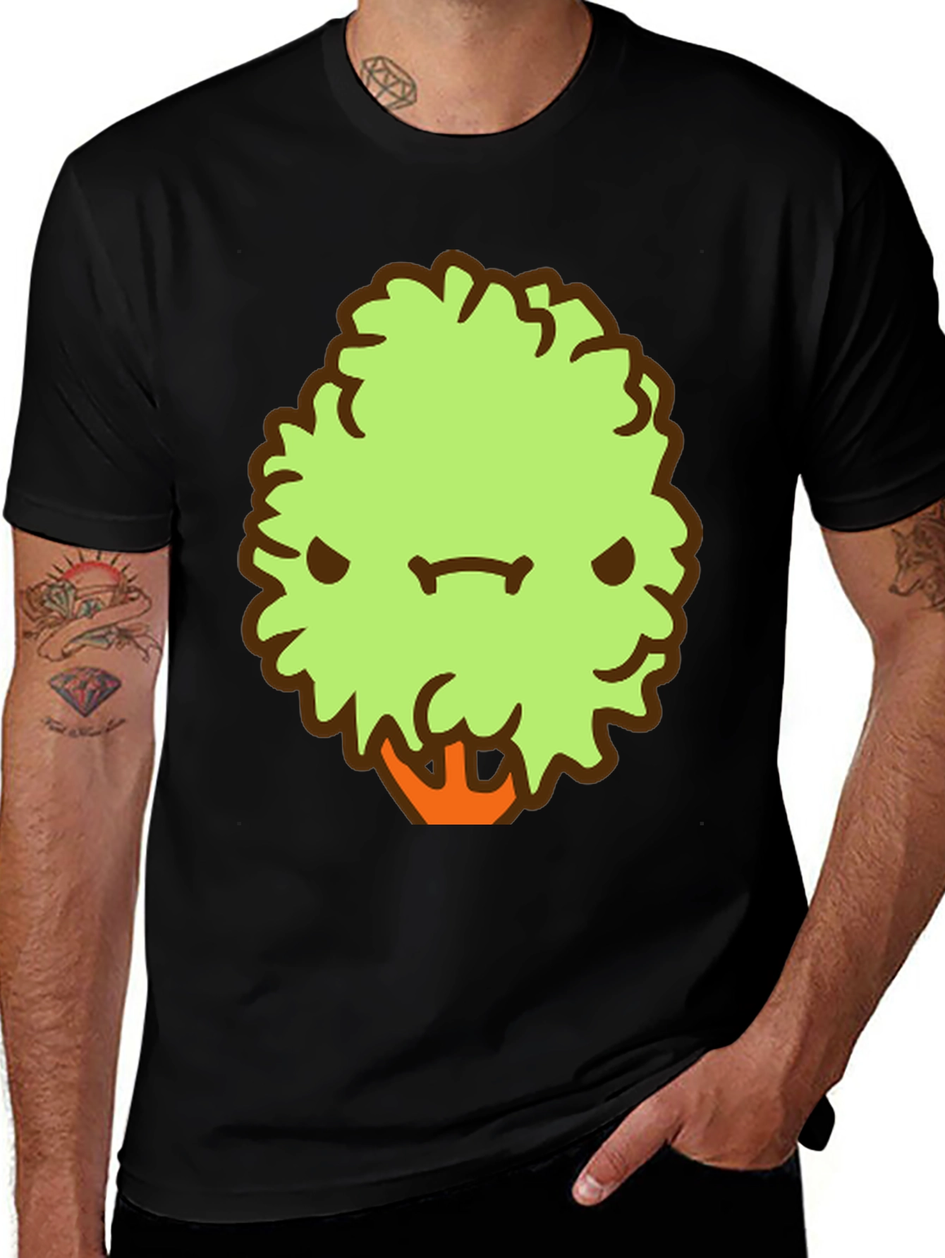 Grumpy Tree Graphic Tee - Mens Black Cotton T-Shirt