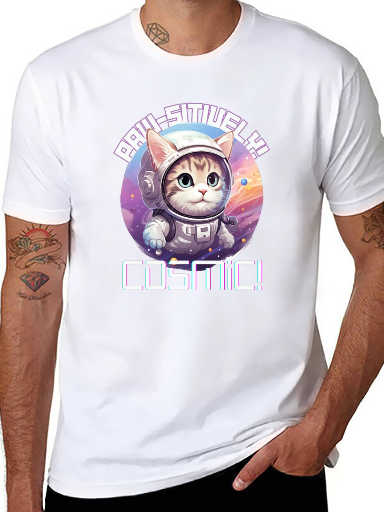 Cosmic Cat T-Shirt - Paw-sitive Vibes!