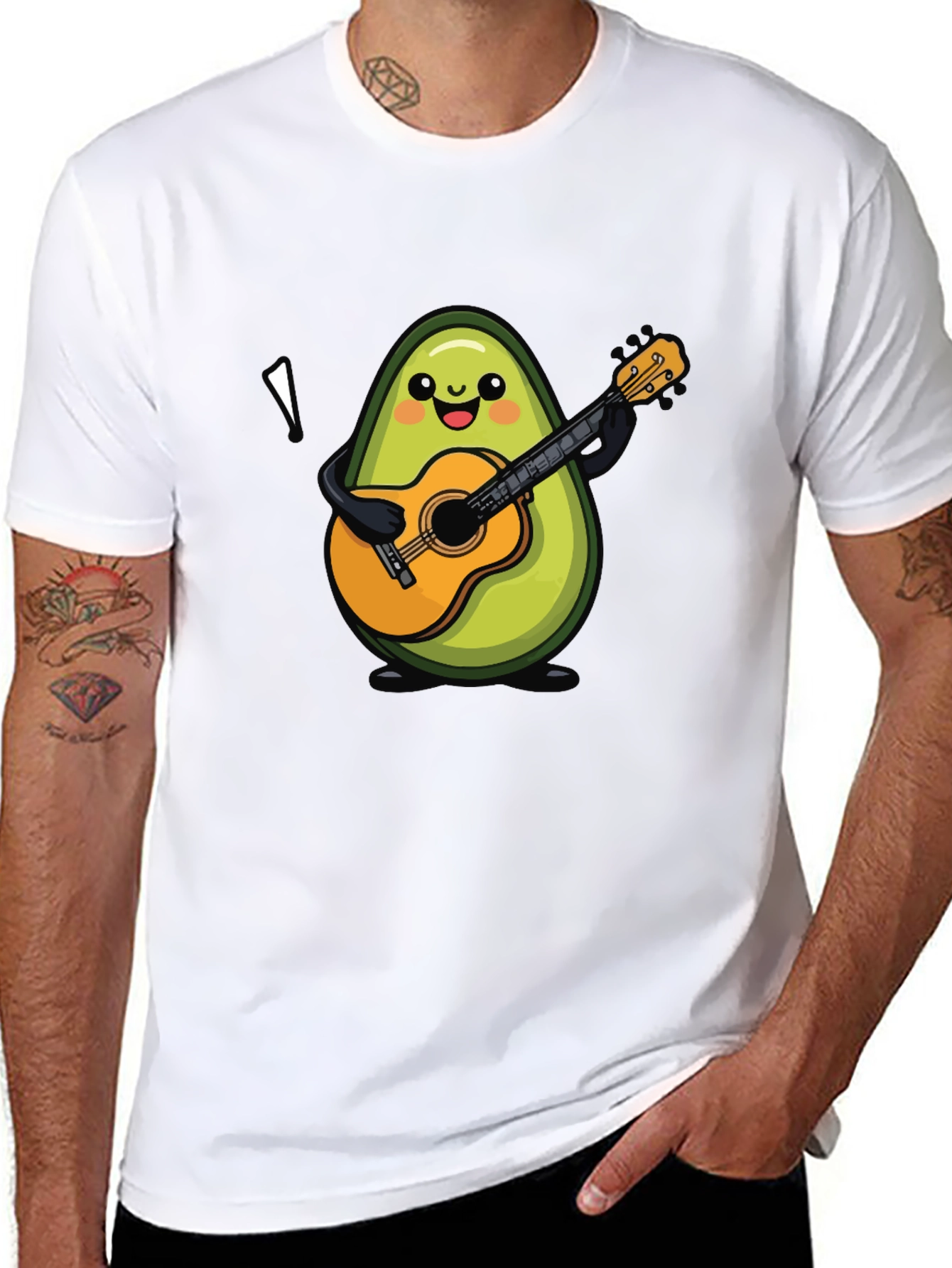 Avocado Guitar Player T-Shirt - Unique & Fun Design