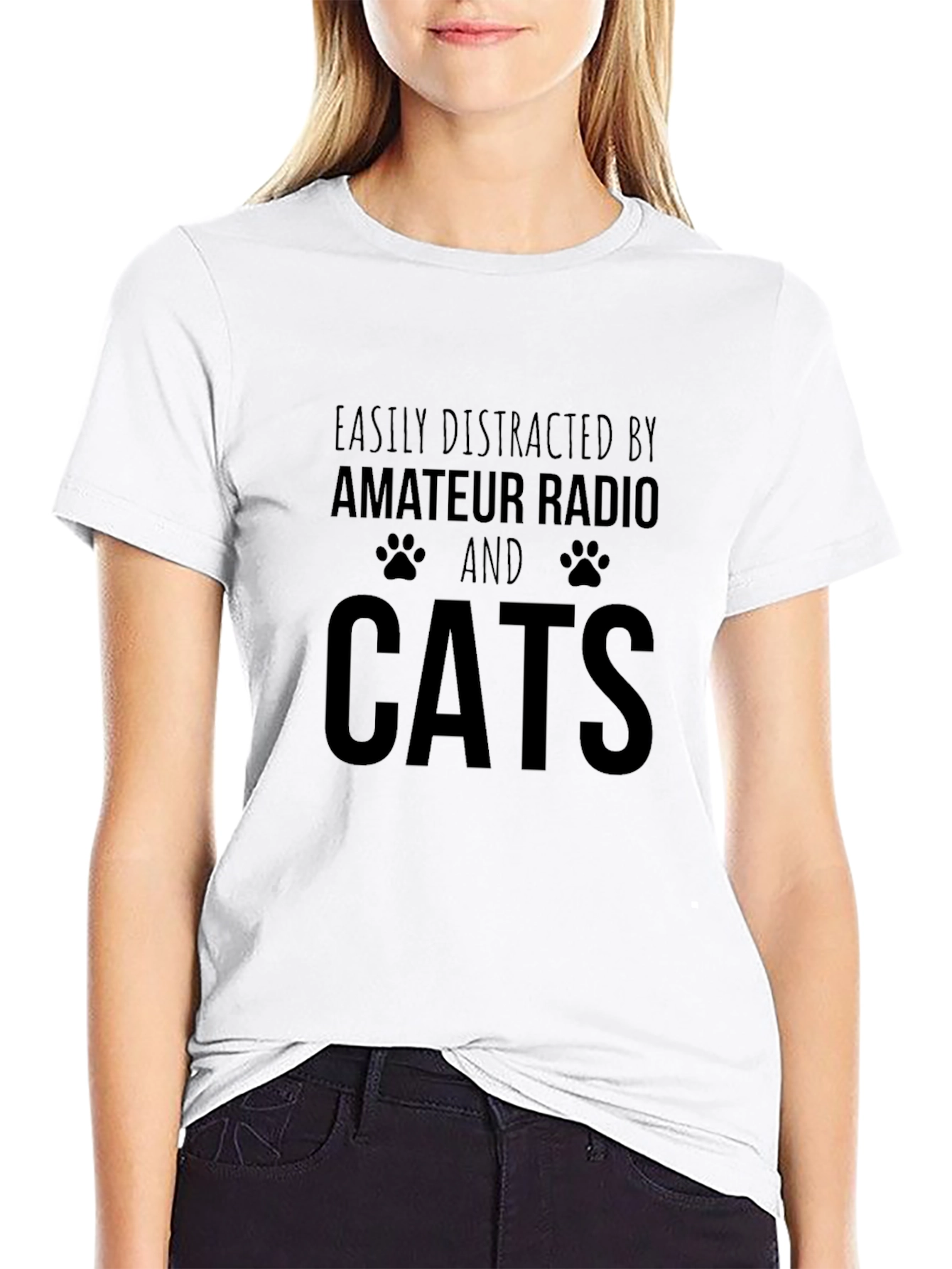 Easily Distracted by Amateur Radio and Cats T-Shirt