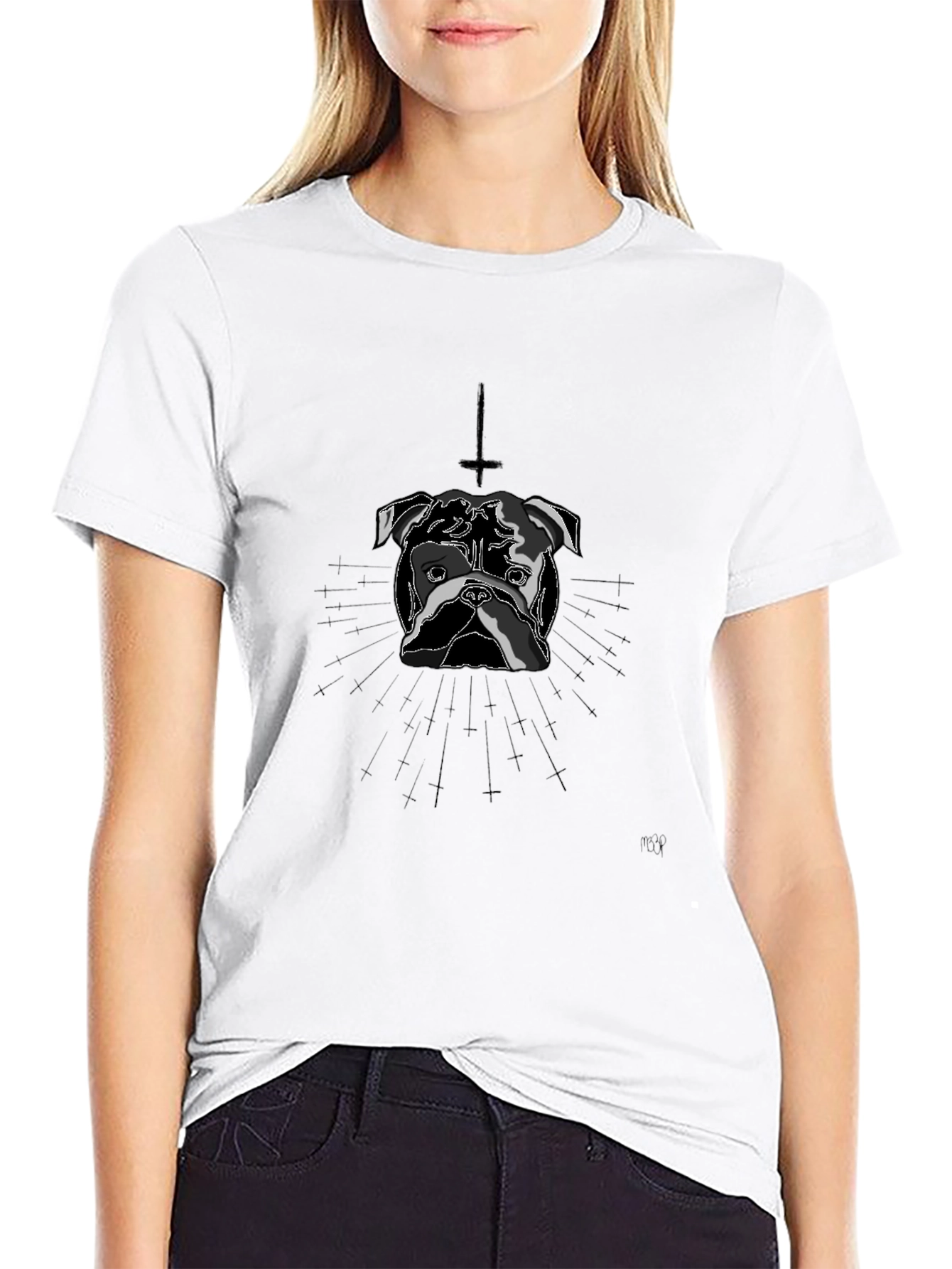 Dog Graphic Tee - Inverted Cross Detail