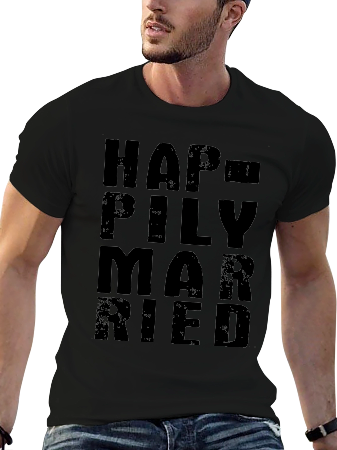 Happily Married Black Graphic Tee