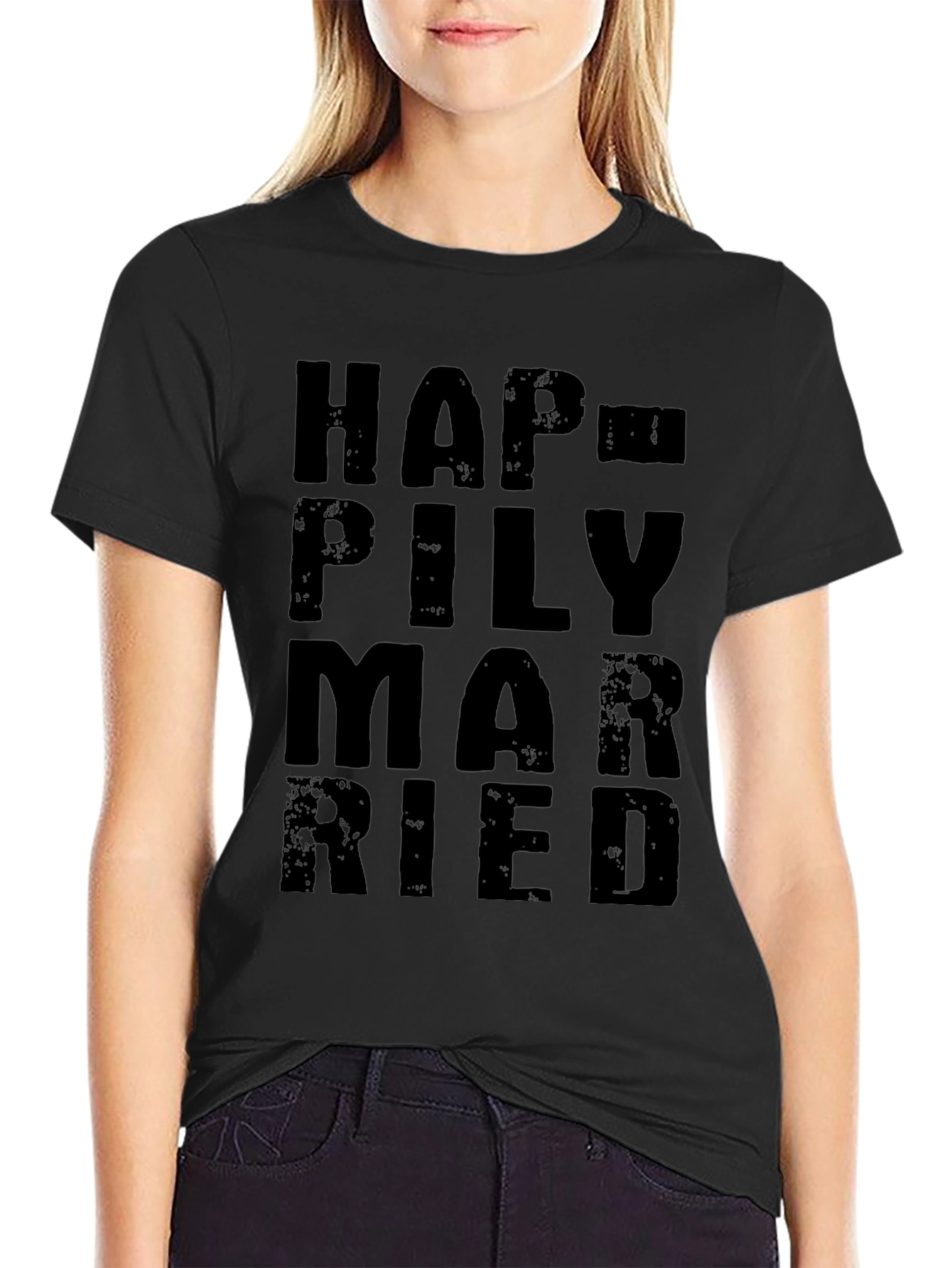 Happily Married Black Graphic Tee
