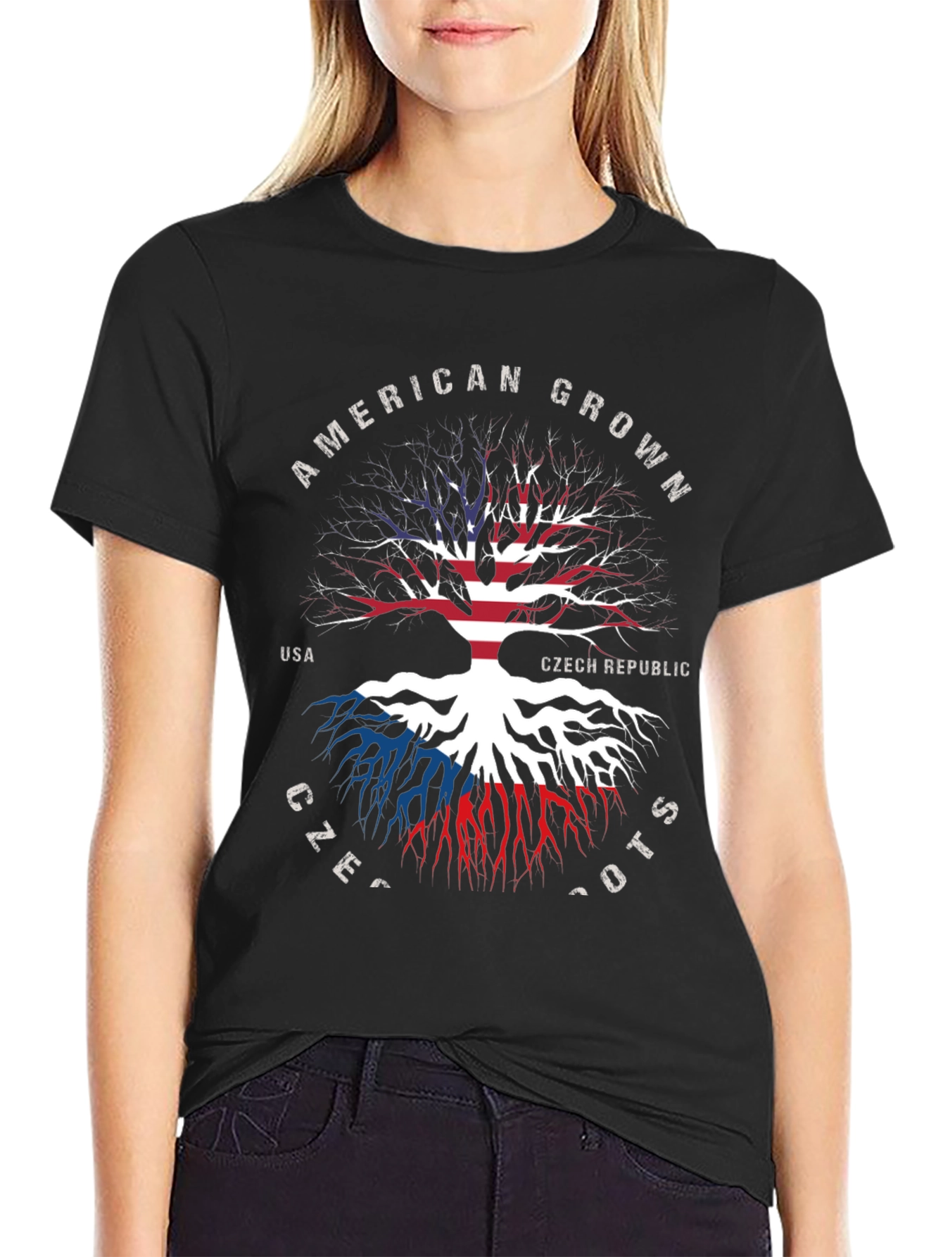 American Grown Czech Roots Black T-Shirt