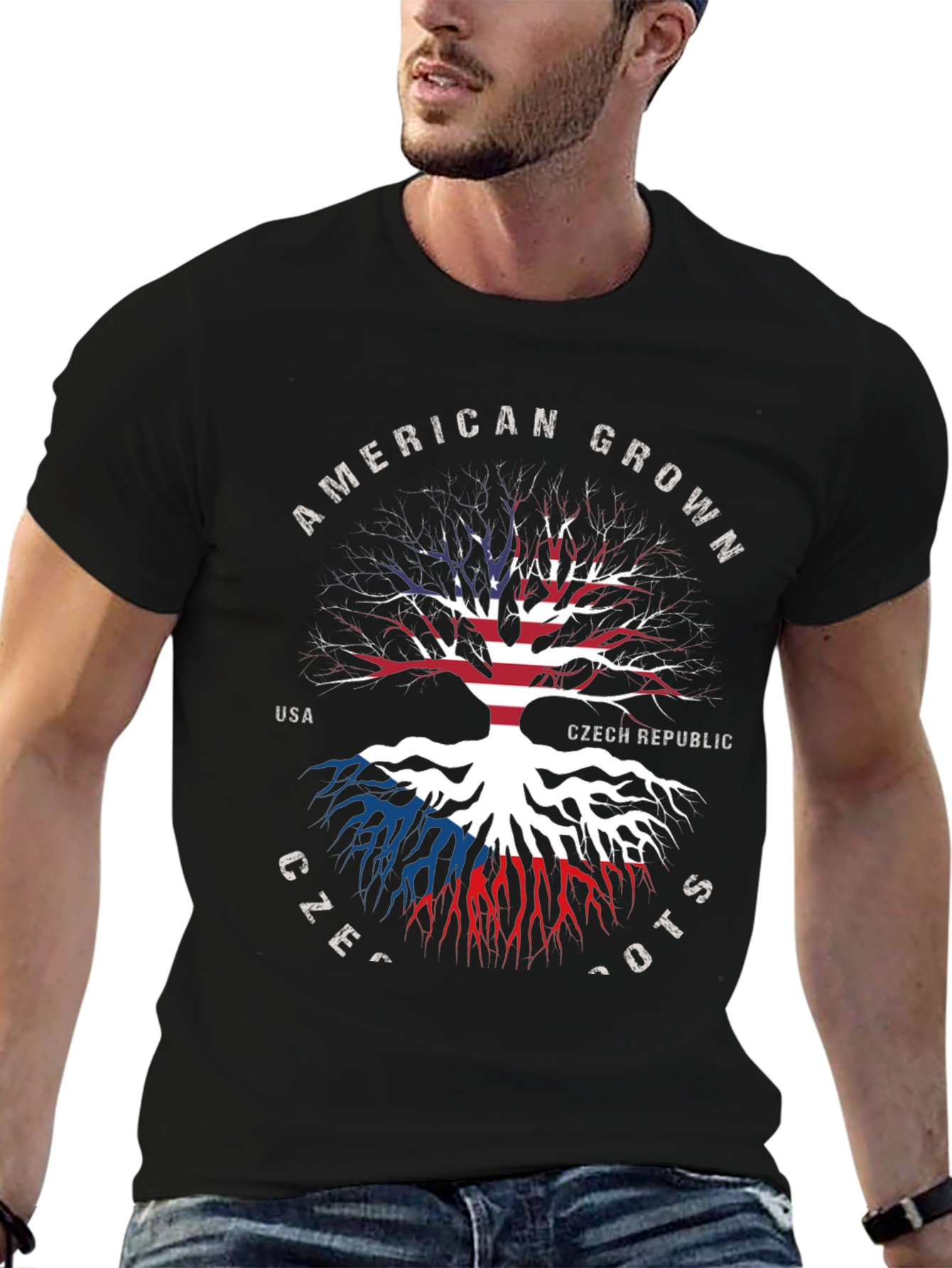 American Grown Czech Roots Black T-Shirt