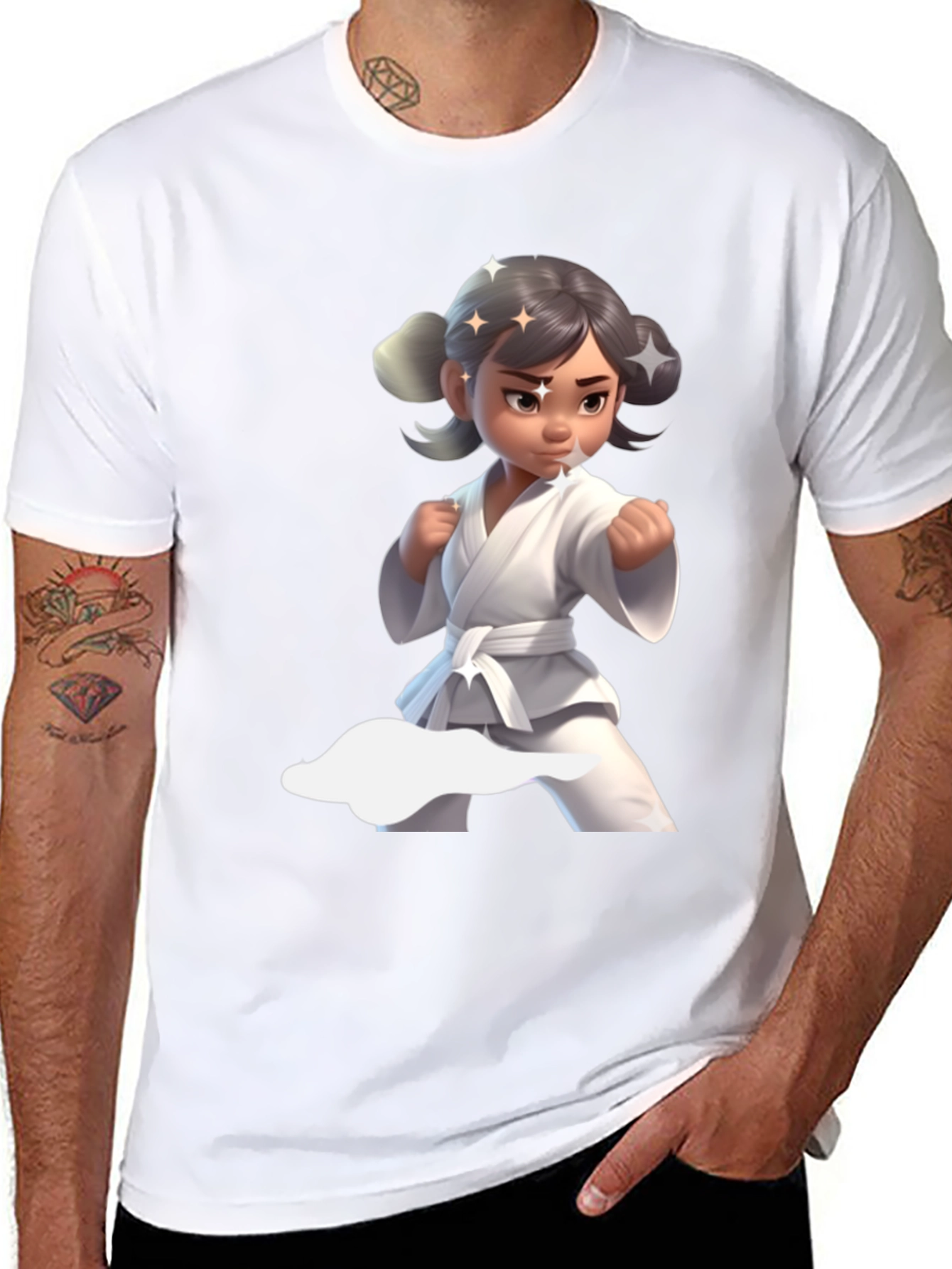 Karate Girl Graphic Tee - Black Cotton Shirt