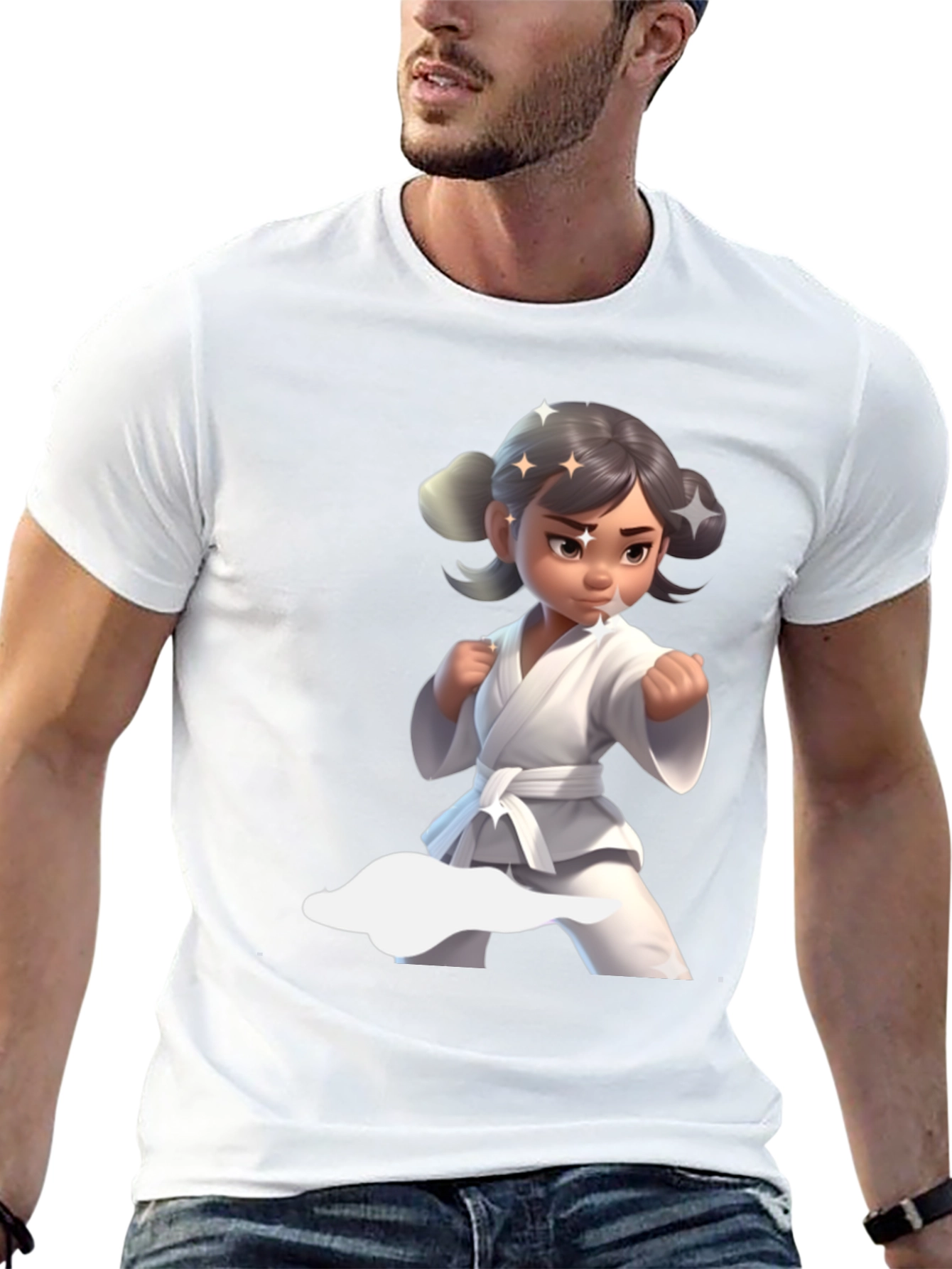 Karate Girl Graphic Tee - Black Cotton Shirt