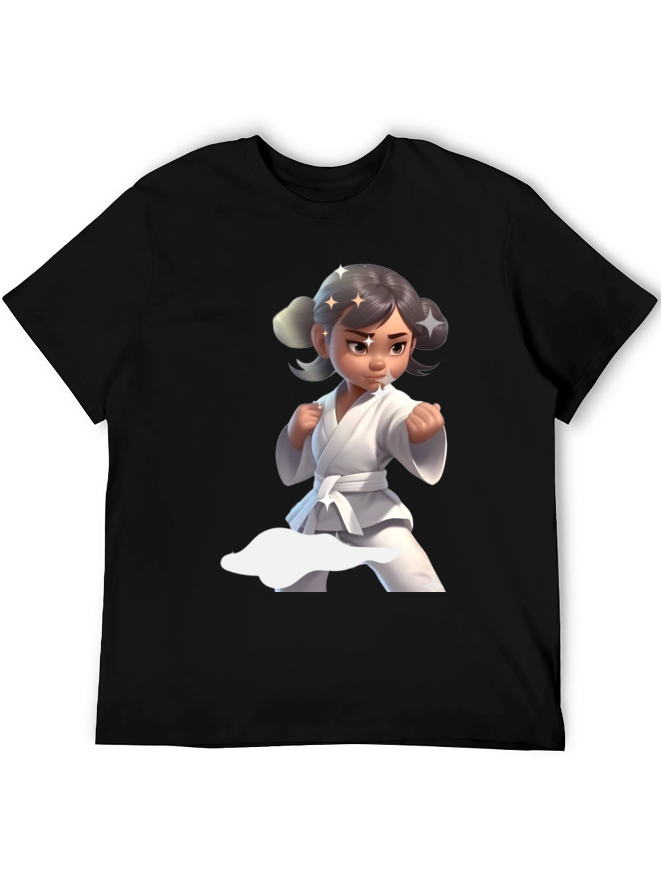 Karate Girl Graphic Tee - Black Cotton Shirt