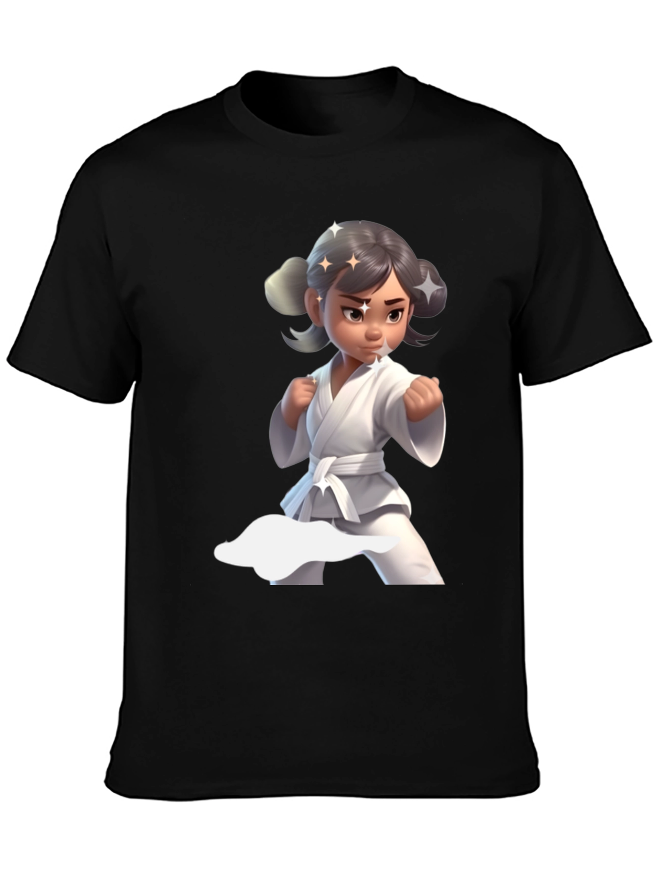 Karate Girl Graphic Tee - Black Cotton Shirt