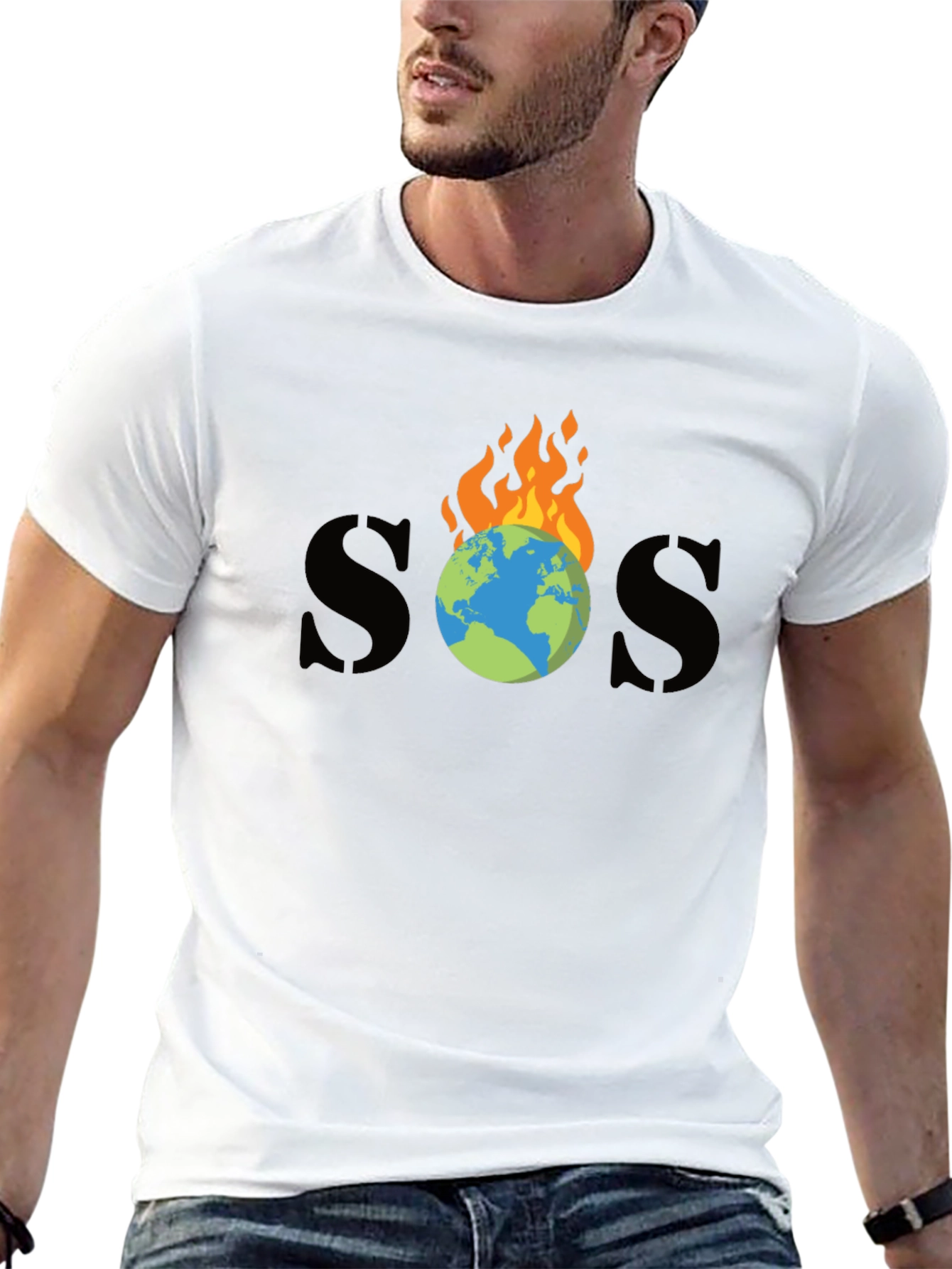 SOS Burning Earth Graphic Tee - Save Our Planet