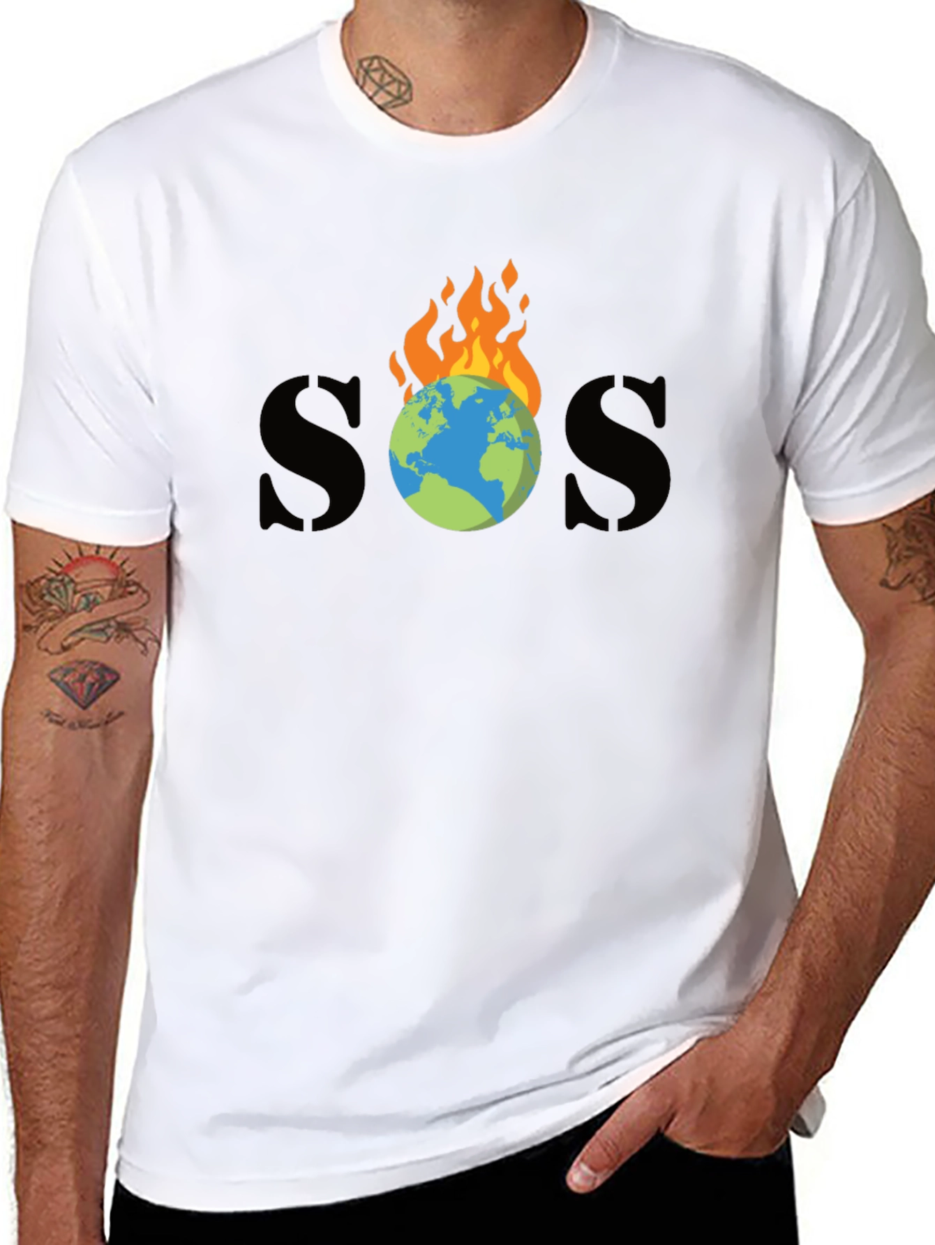 SOS Burning Earth Graphic Tee - Save Our Planet