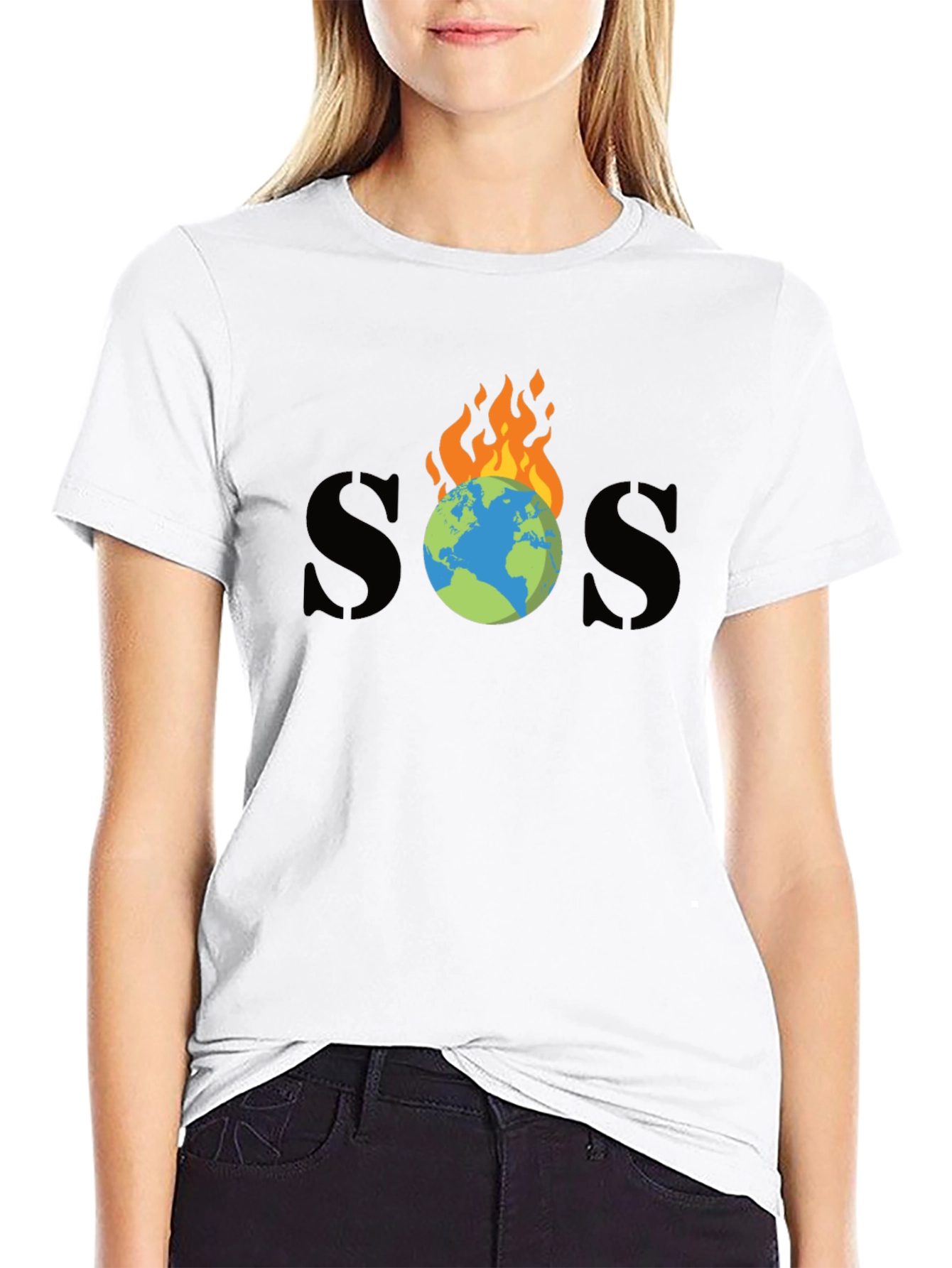 SOS Burning Earth Graphic Tee - Save Our Planet
