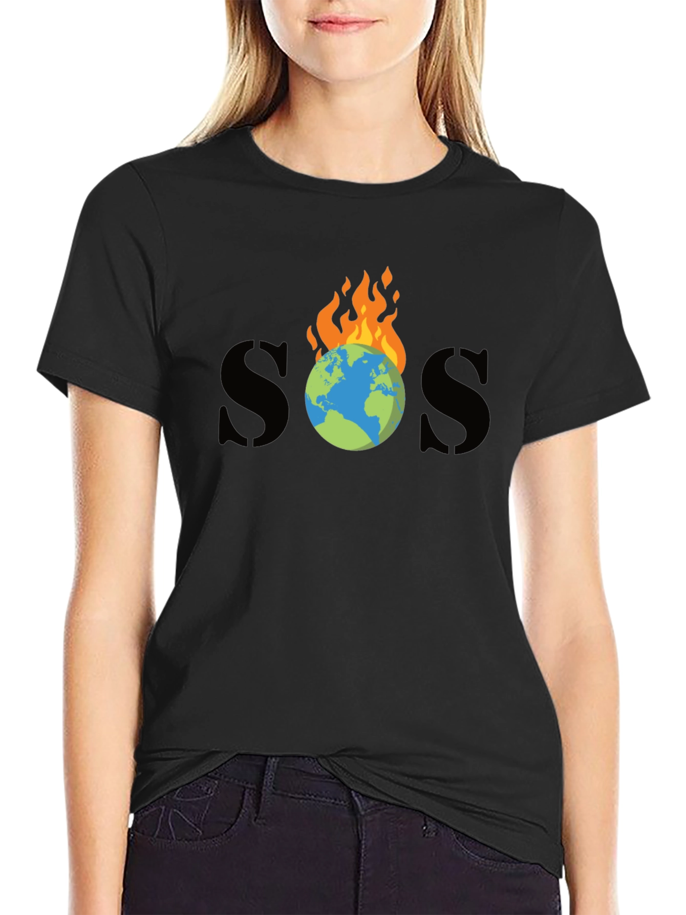 SOS Burning Earth Graphic Tee - Save Our Planet