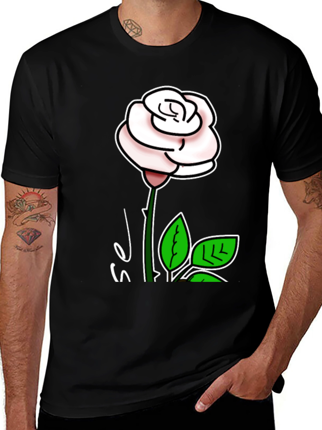 Black Rose Graphic T-Shirt - Stylish Floral Design