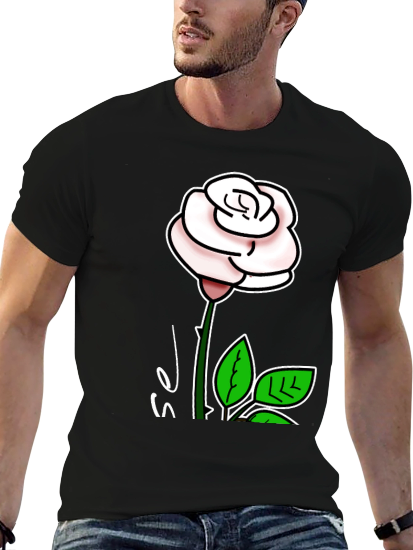 Black Rose Graphic T-Shirt - Stylish Floral Design